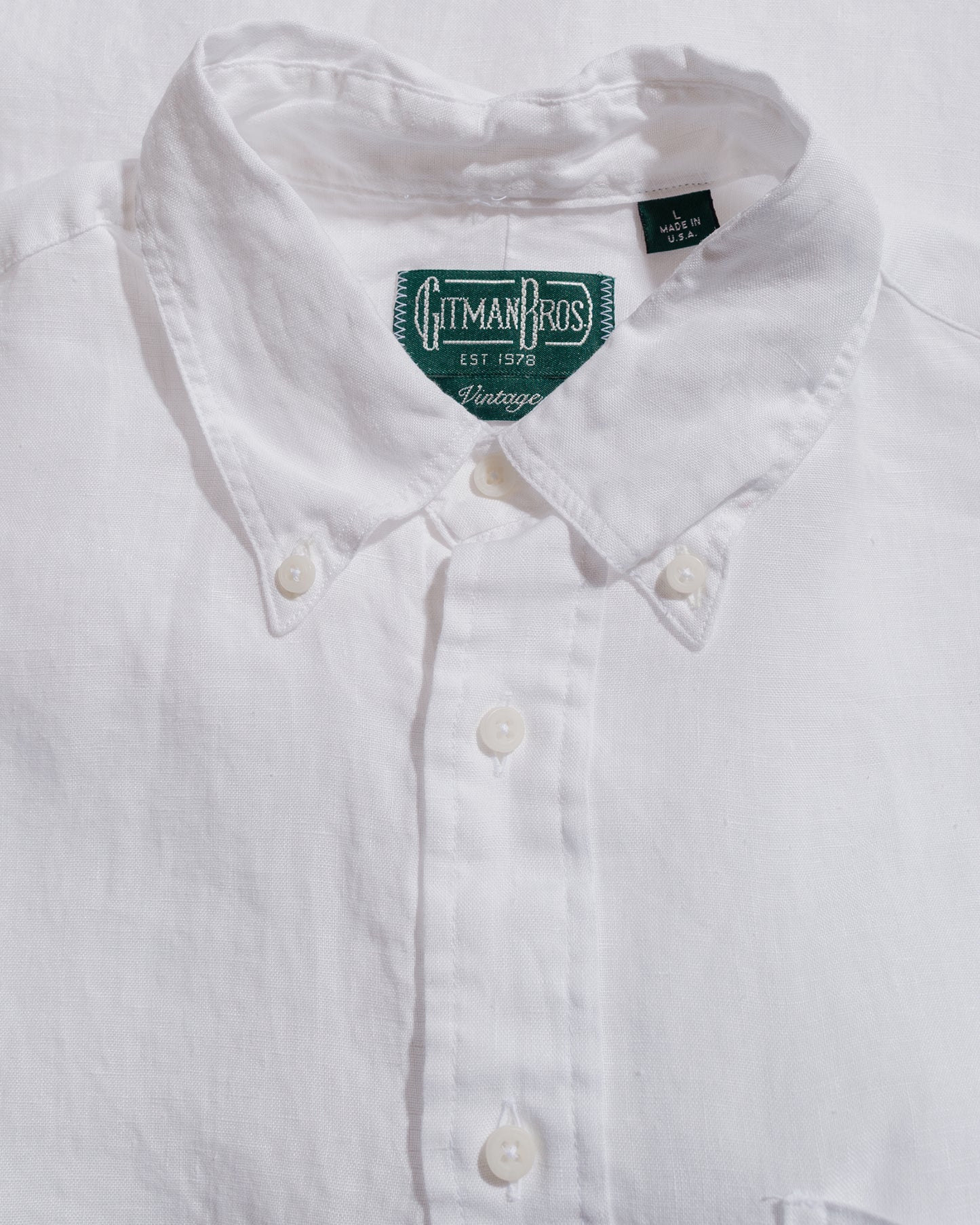 lost & found Gitman Vintage Bros. Gitman Vintage Bros. White Linen Long Sleeve Shirt