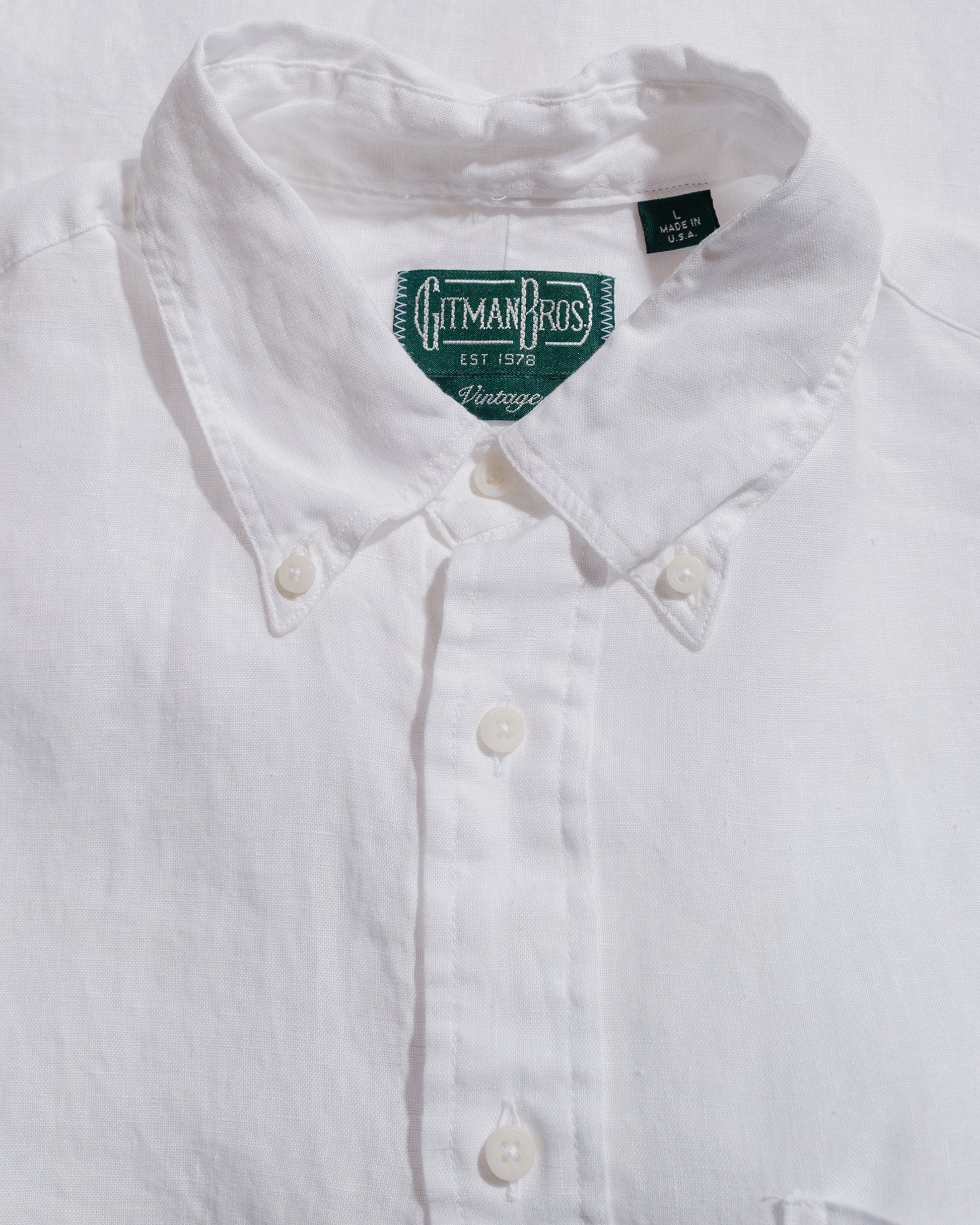 lost & found Gitman Vintage Bros. Gitman Vintage Bros. White Linen Long Sleeve Shirt