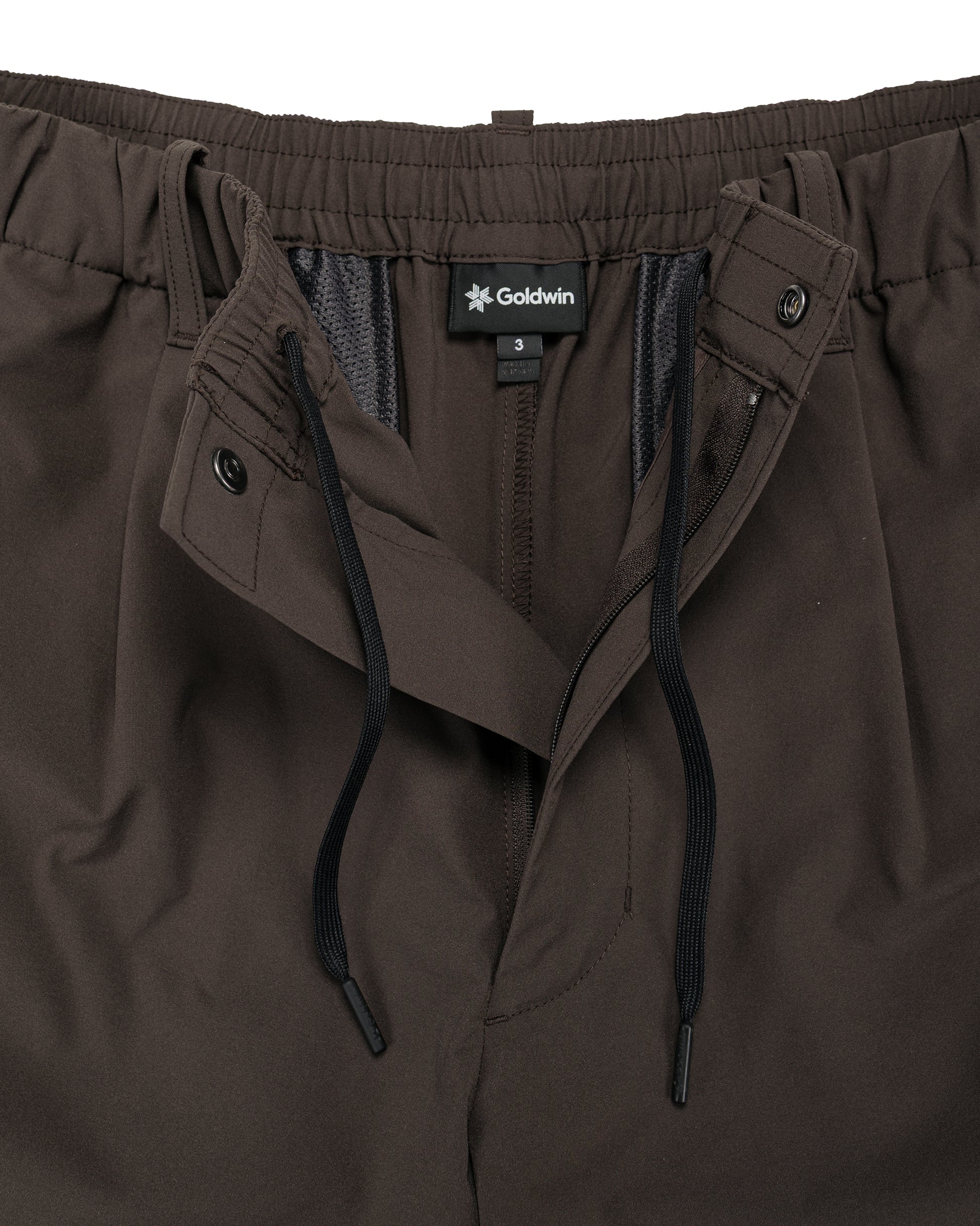 lost & found Goldwin Goldwin One Tuck Light Stretch Shorts Jet Brown