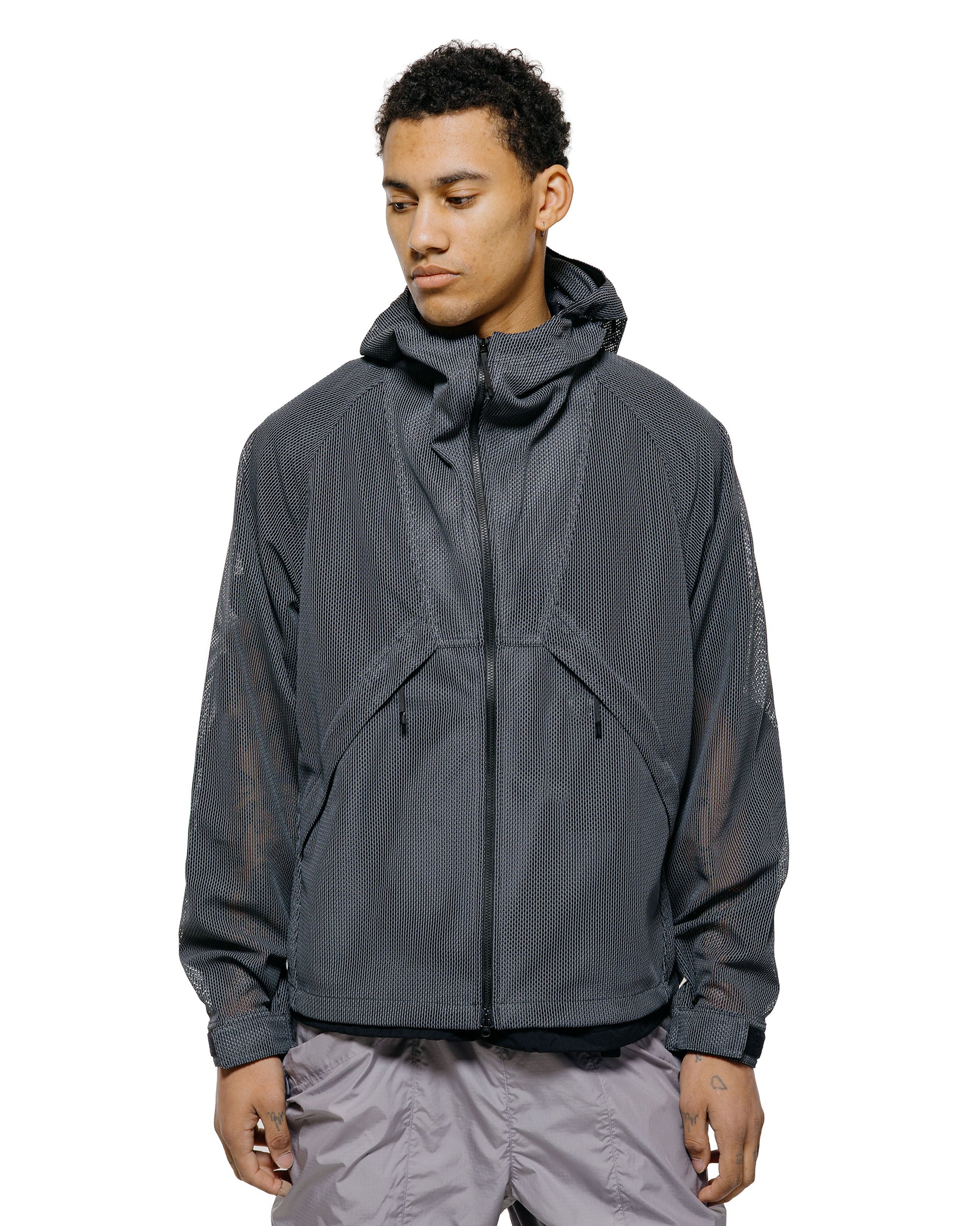 lost & found Goldwin Goldwin Tonalith Mesh Hooded Jacket Black