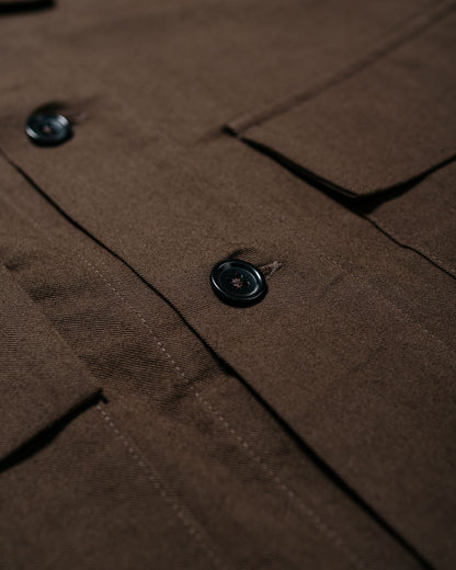 James Coward Double Pocket Overshirt Cotton/Wool Twill Dark Brown