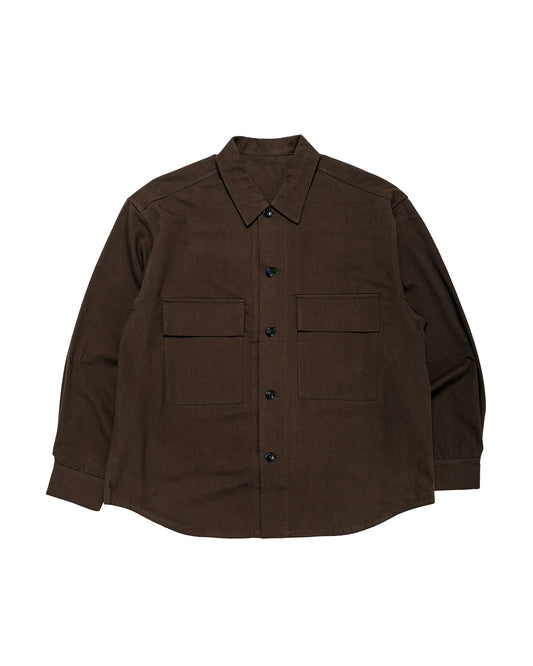 James Coward Double Pocket Overshirt Cotton/Wool Twill Dark Brown