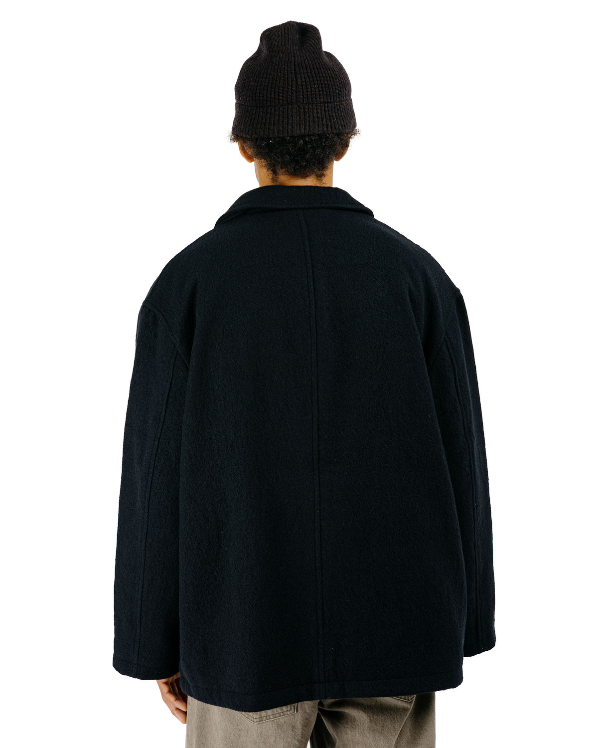 James Coward Sawed Off Mac Piece Dyed Wool Twill Black