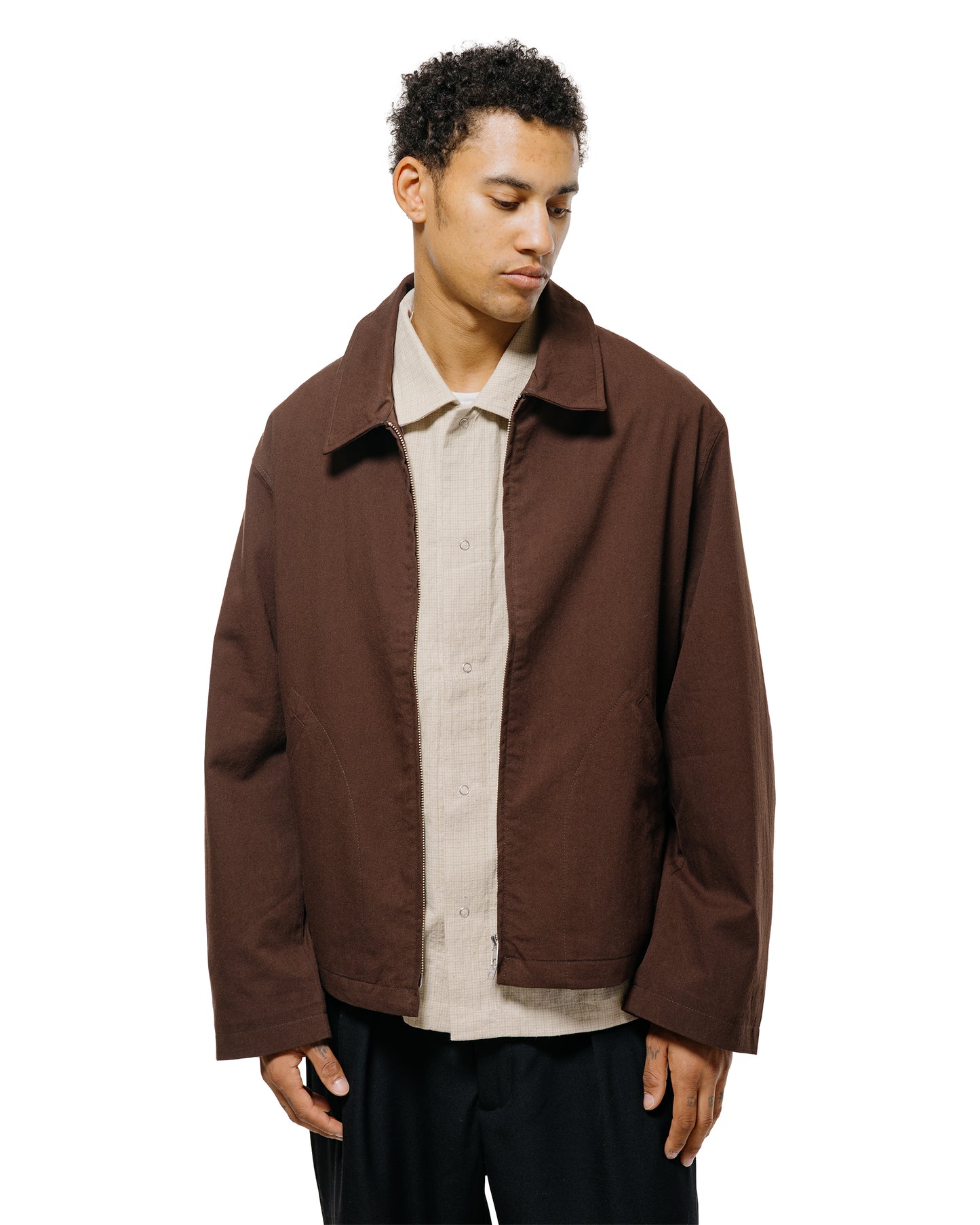 lost & found James Coward James Coward Site Jacket Dark Brown Cotton Wool Twill