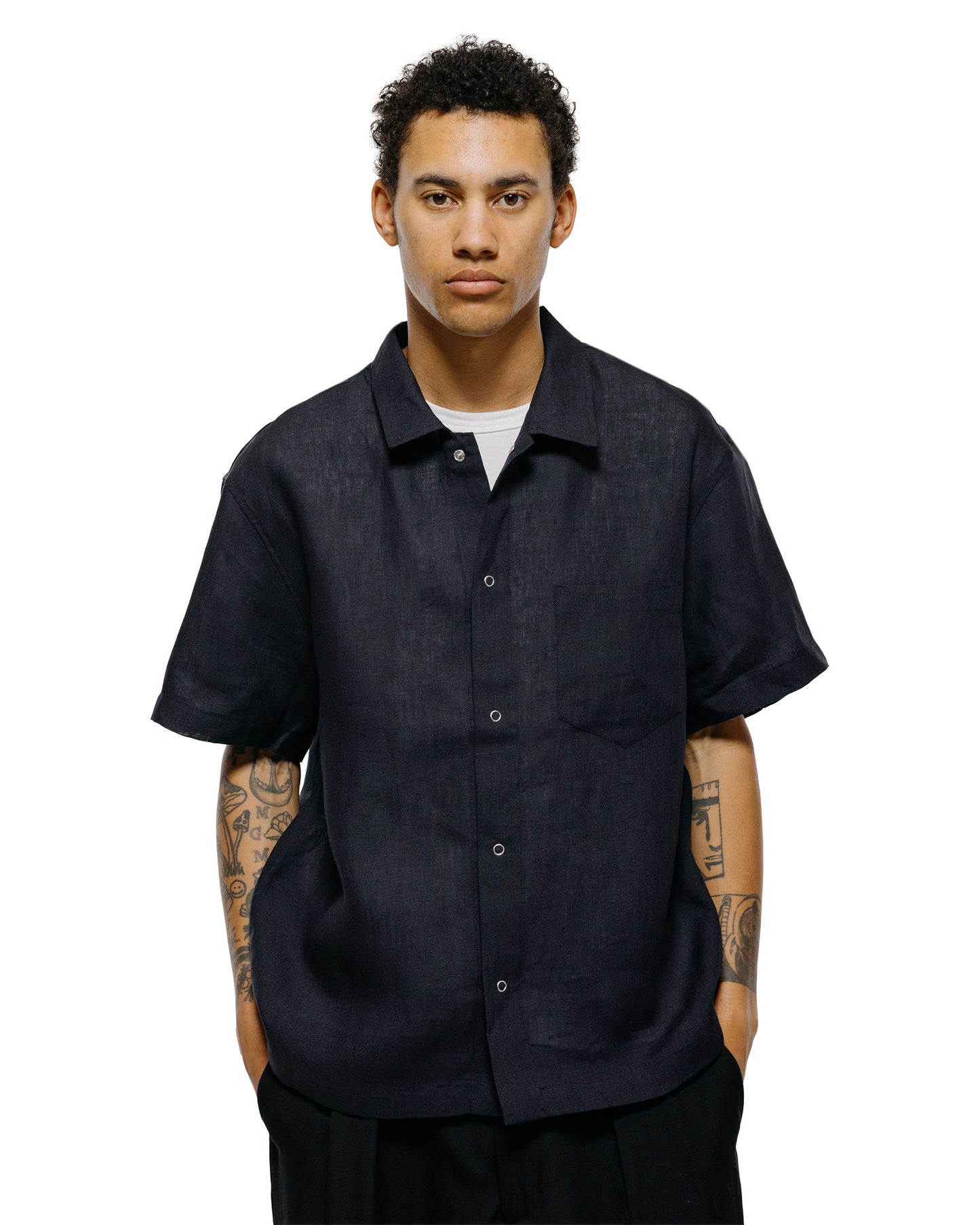 lost & found James Coward James Coward Sundown Shirt Black Lightweight Belgian Linen