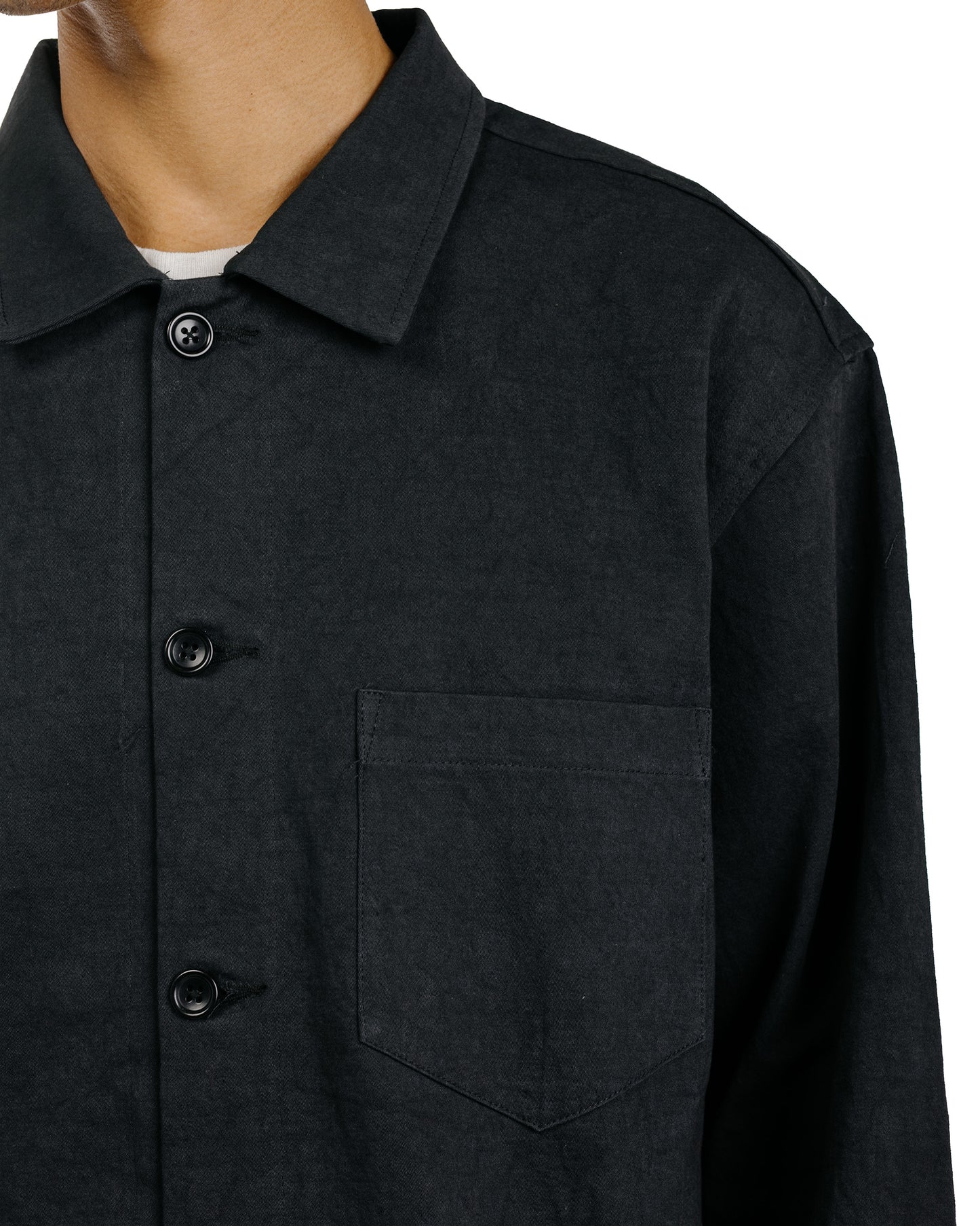 James Coward Travail Shirt Black Satin Drum Cotton