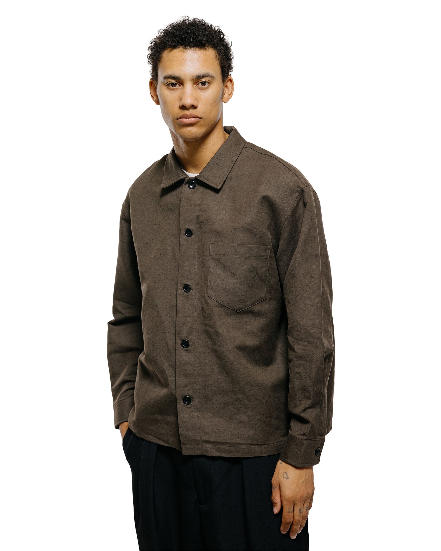 lost & found James Coward James Coward Travail Shirt Coffee Grounds Belgian Linen