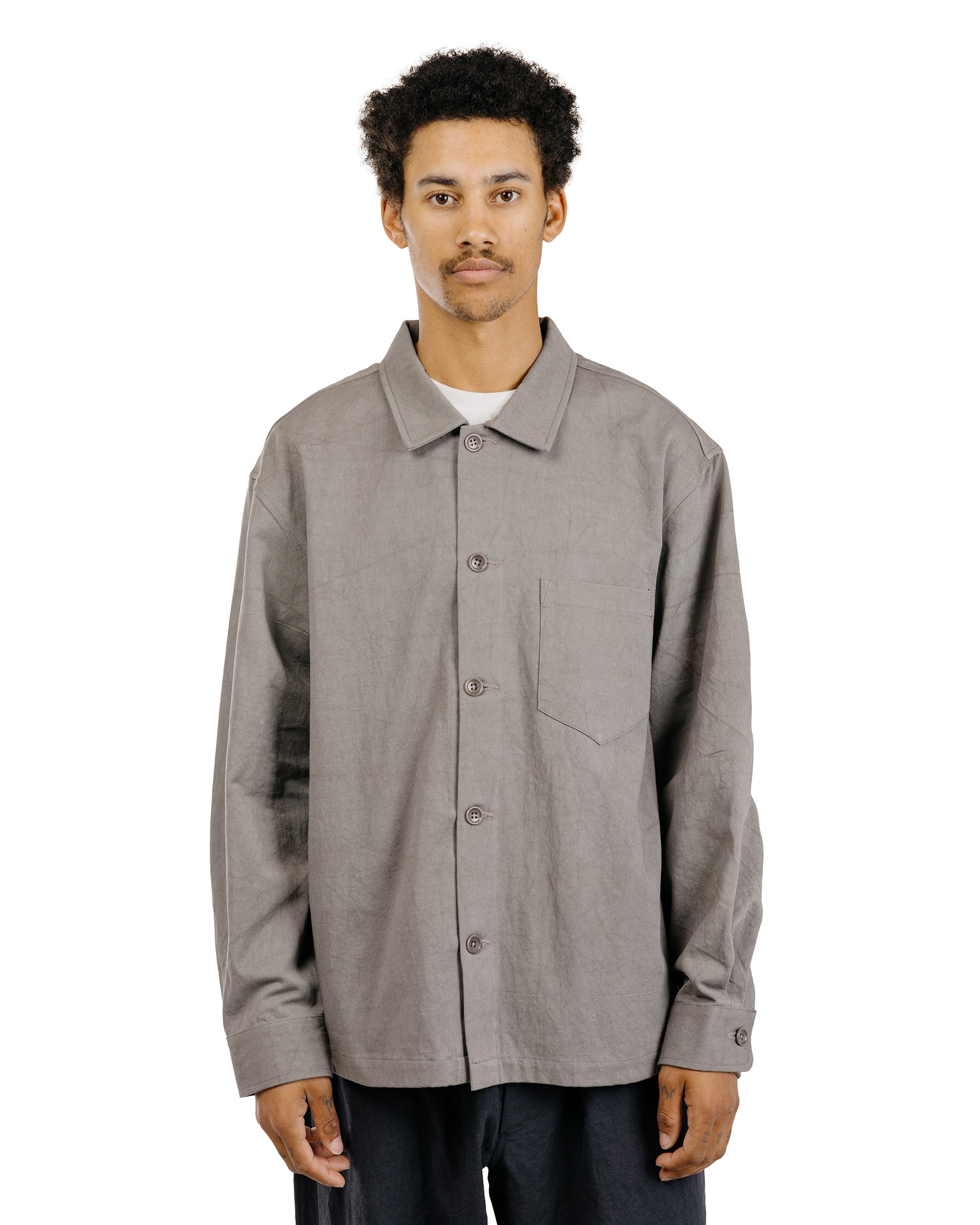 James Coward Travail Shirt Light Grey Satin Drum Cotton