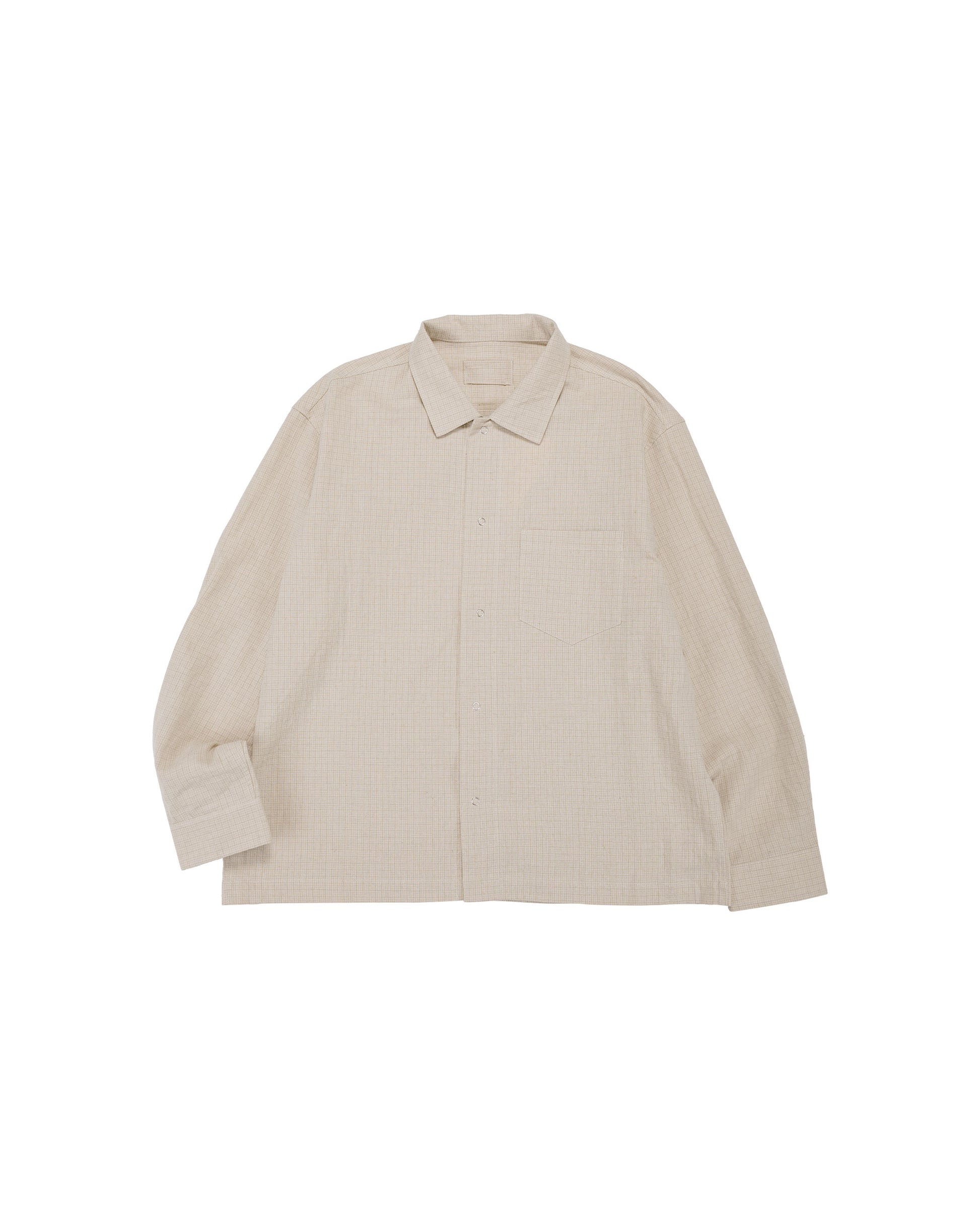 lost & found James Coward James Coward Workshop Shirt Natural Grid Cotton Linen Gingham