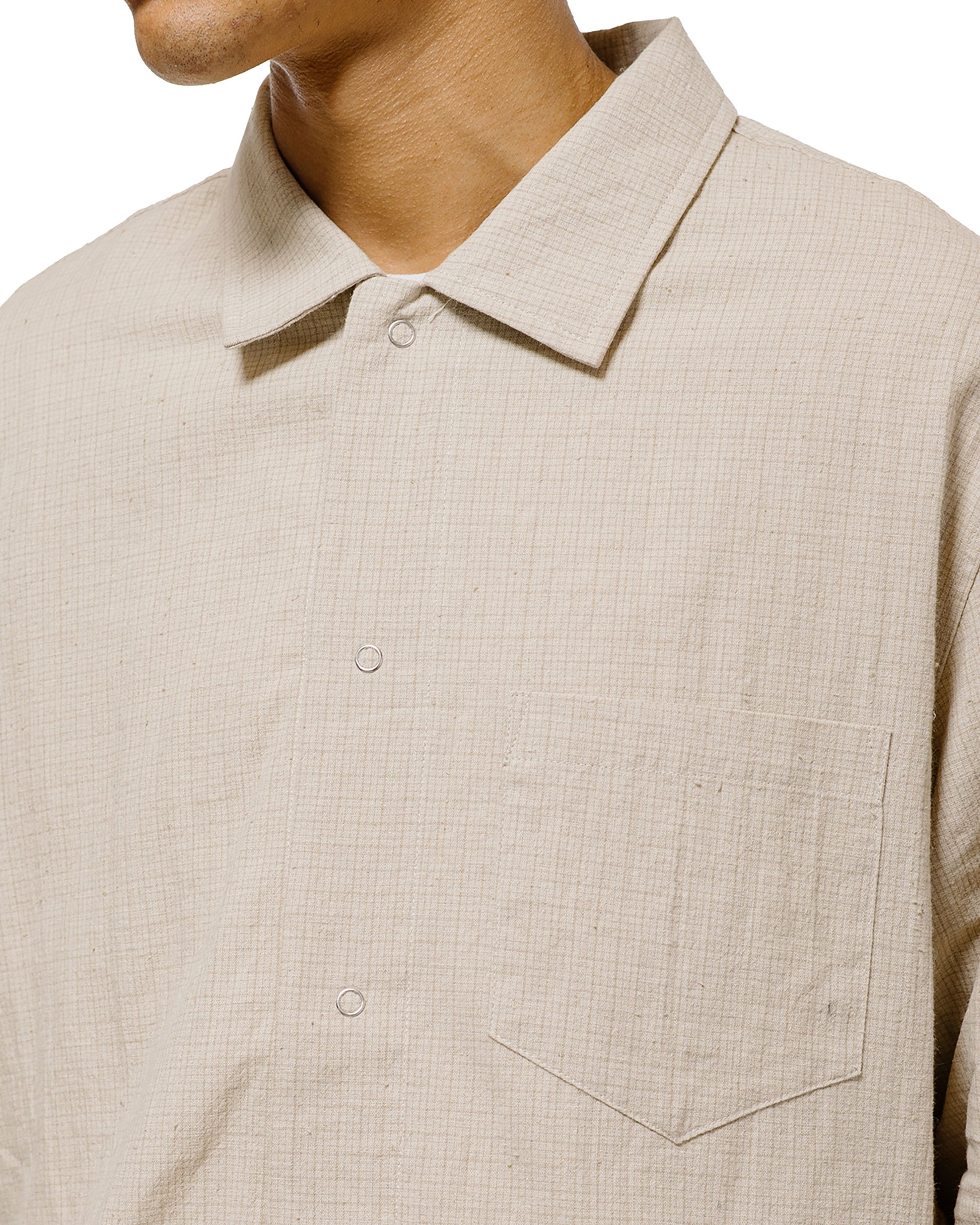 lost & found James Coward James Coward Workshop Shirt Natural Grid Cotton Linen Gingham