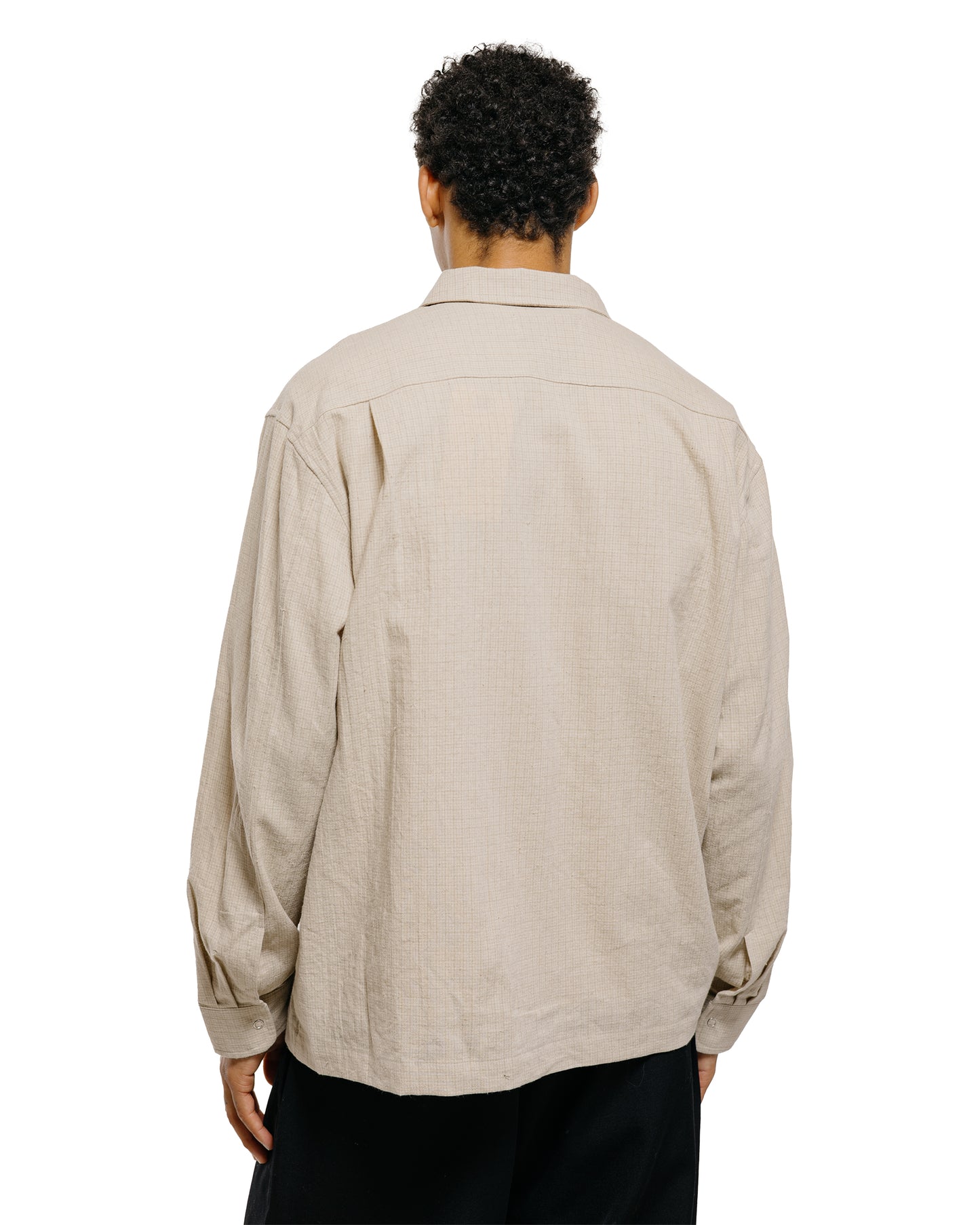 lost & found James Coward James Coward Workshop Shirt Natural Grid Cotton Linen Gingham