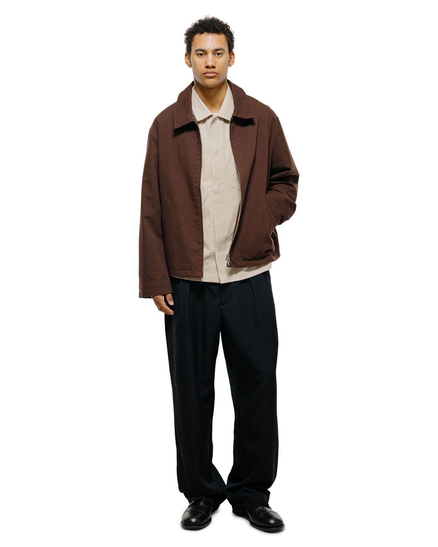 lost & found James Coward James Coward Workshop Shirt Natural Grid Cotton Linen Gingham