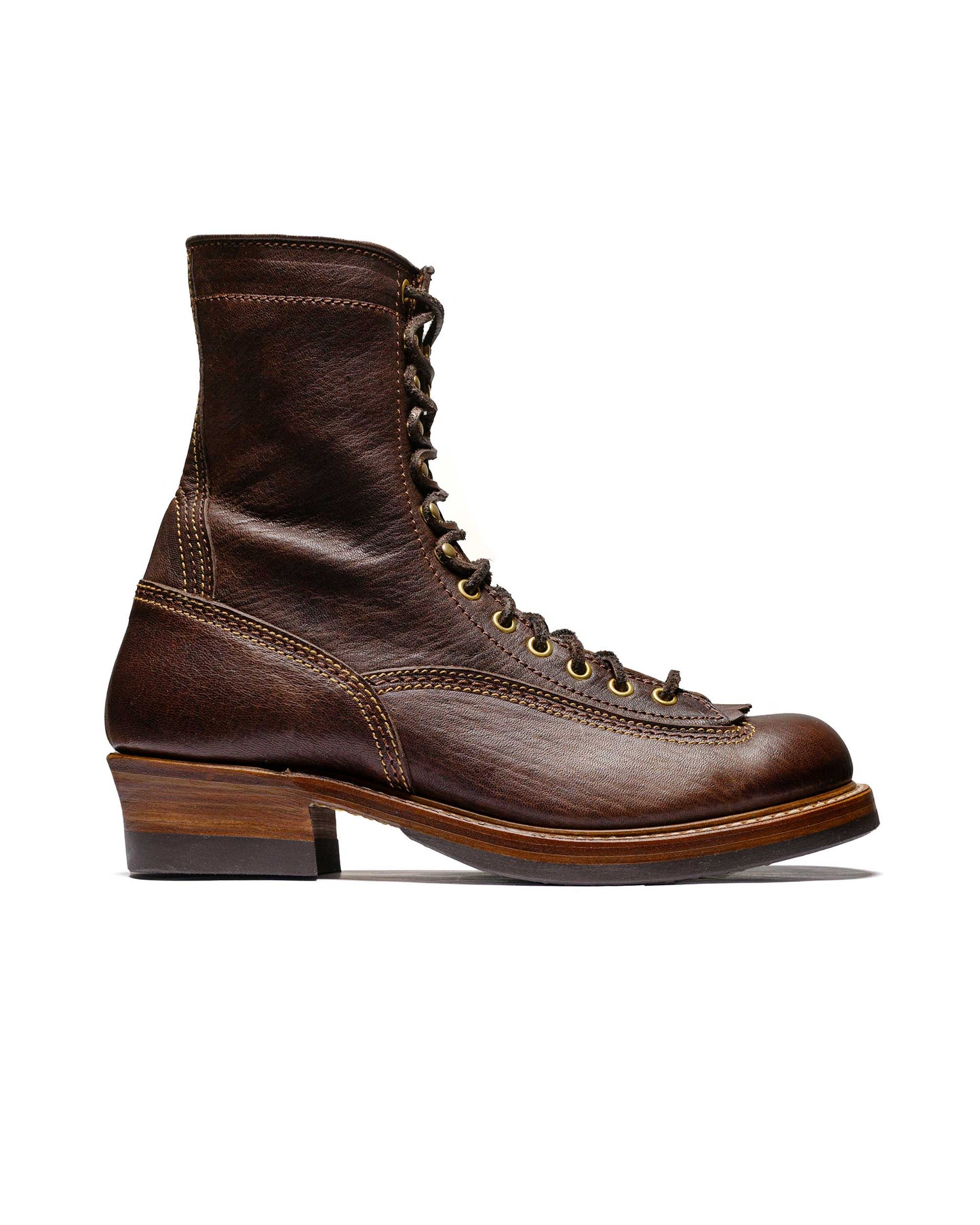 lost & found John Lofgren Bootmaker John Lofgren Bootmaker Donkey Puncher Boots 8" Ezo Shika Deerskin Burnt Dark Brown