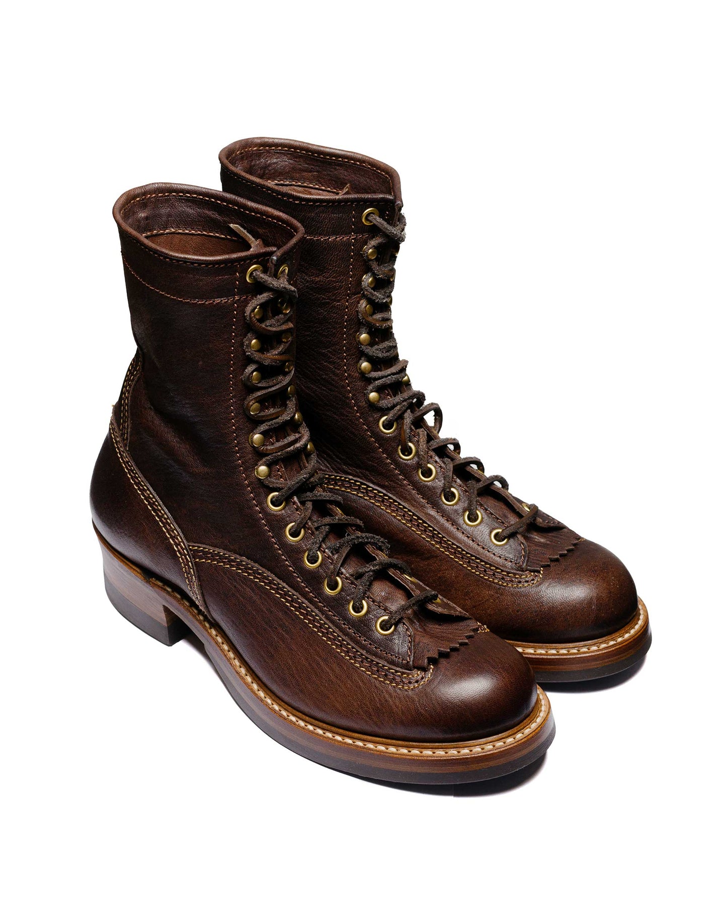 lost & found John Lofgren Bootmaker John Lofgren Bootmaker Donkey Puncher Boots 8" Ezo Shika Deerskin Burnt Dark Brown