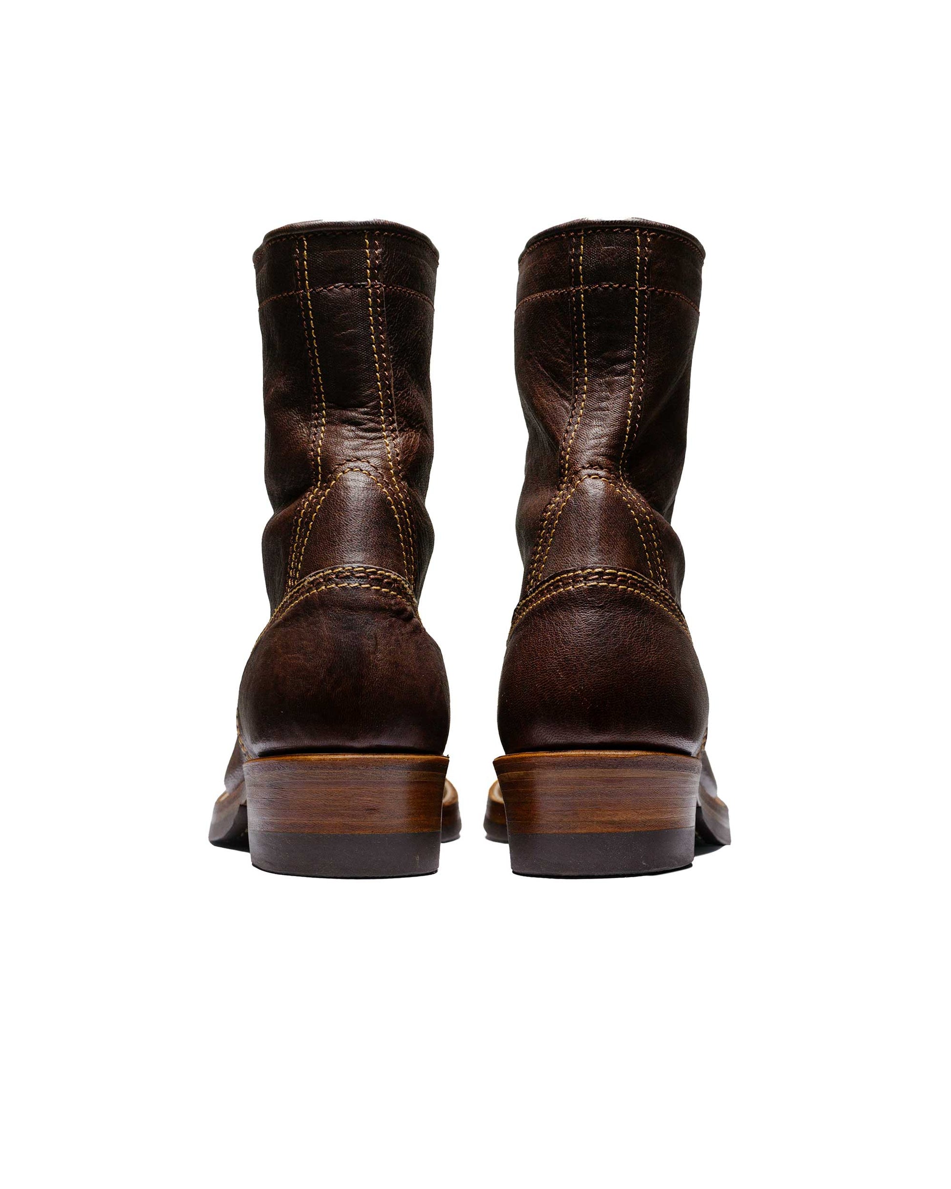 lost & found John Lofgren Bootmaker John Lofgren Bootmaker Donkey Puncher Boots 8" Ezo Shika Deerskin Burnt Dark Brown