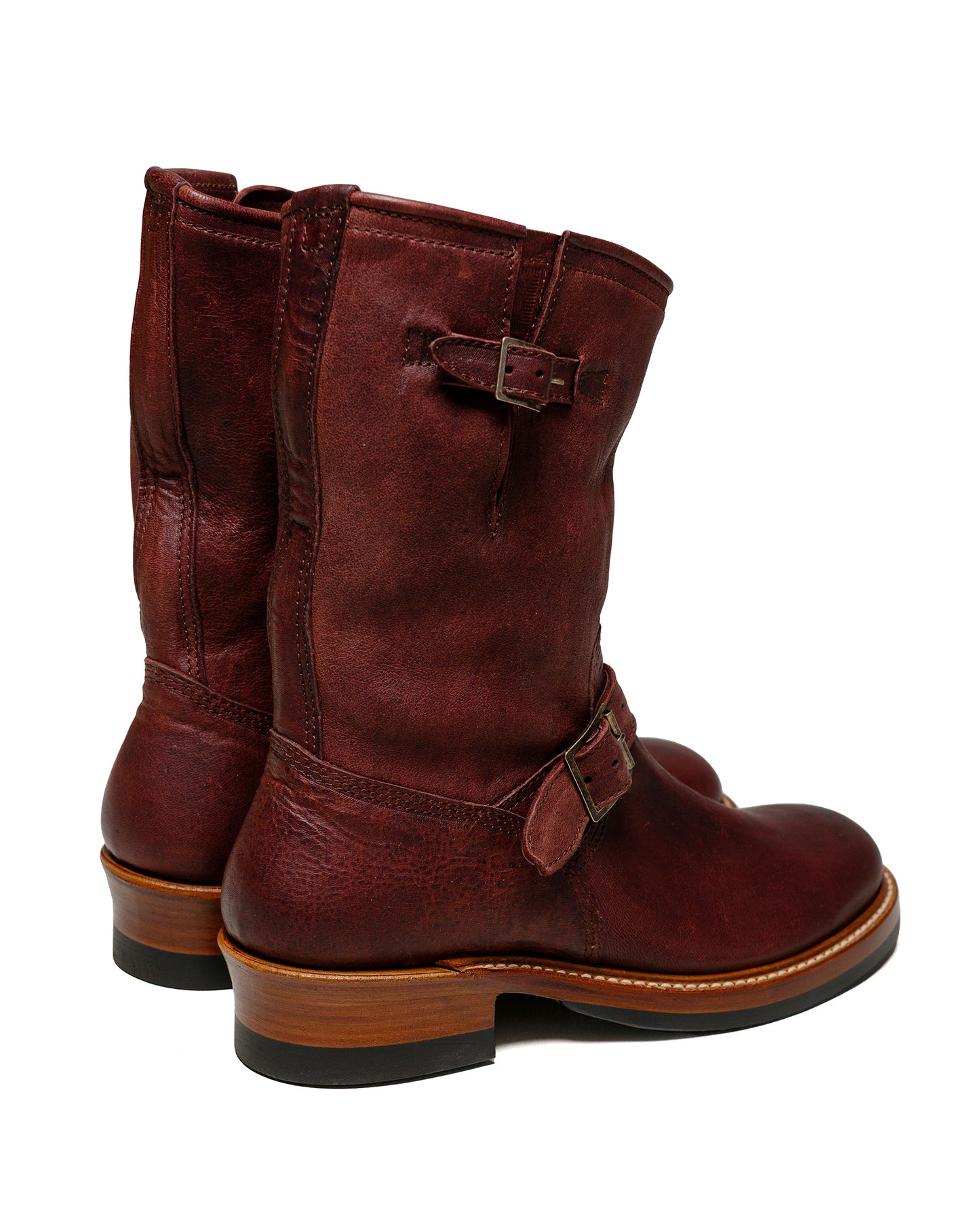 lost & found John Lofgren Bootmaker John Lofgren Bootmaker Wabash Engineer Boots Ezo Shika Deerskin Burnt Burgundy