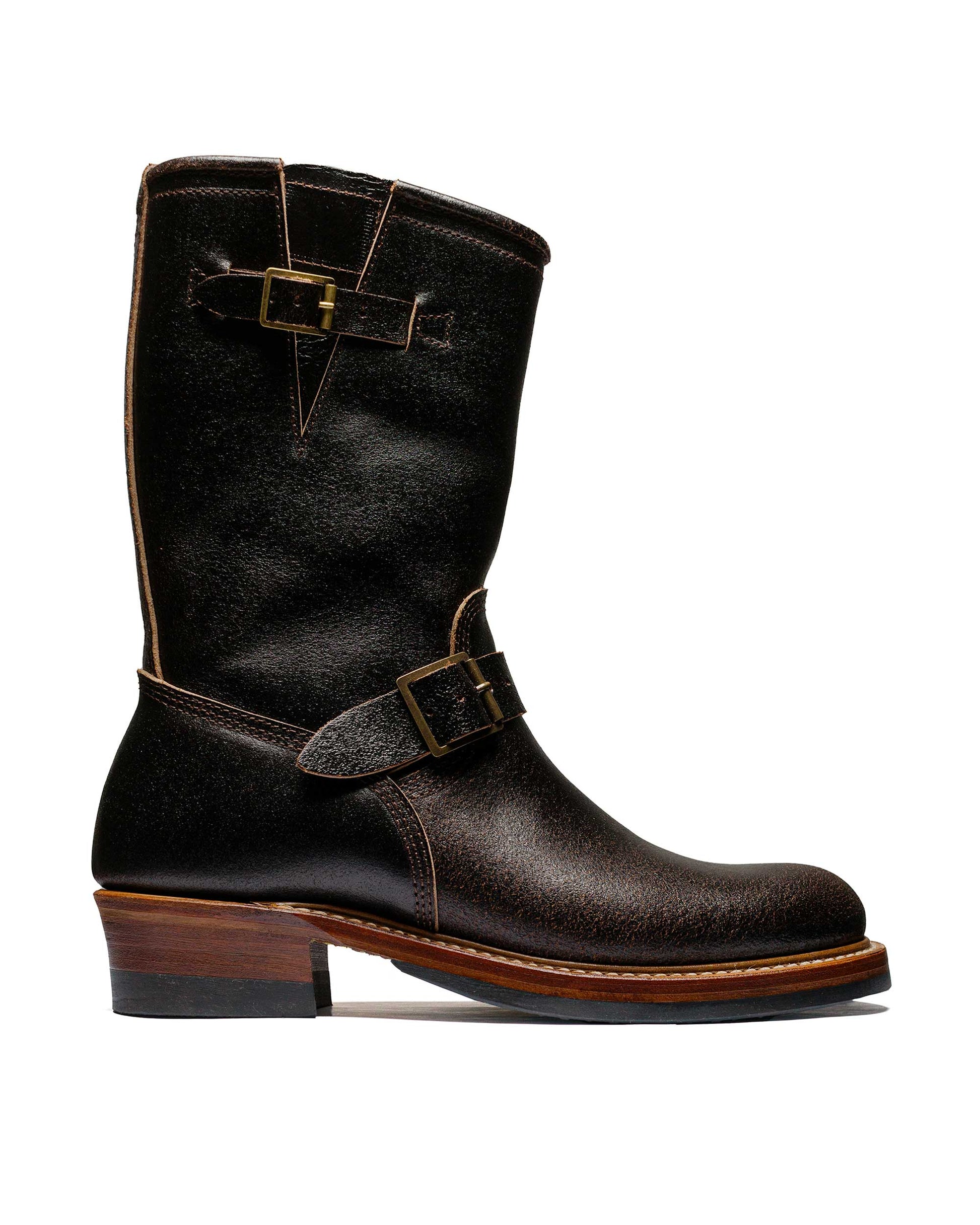 lost & found John Lofgren Bootmaker John Lofgren Bootmaker Wabash Engineer Boots Horween Waxed Flesh Dark Brown