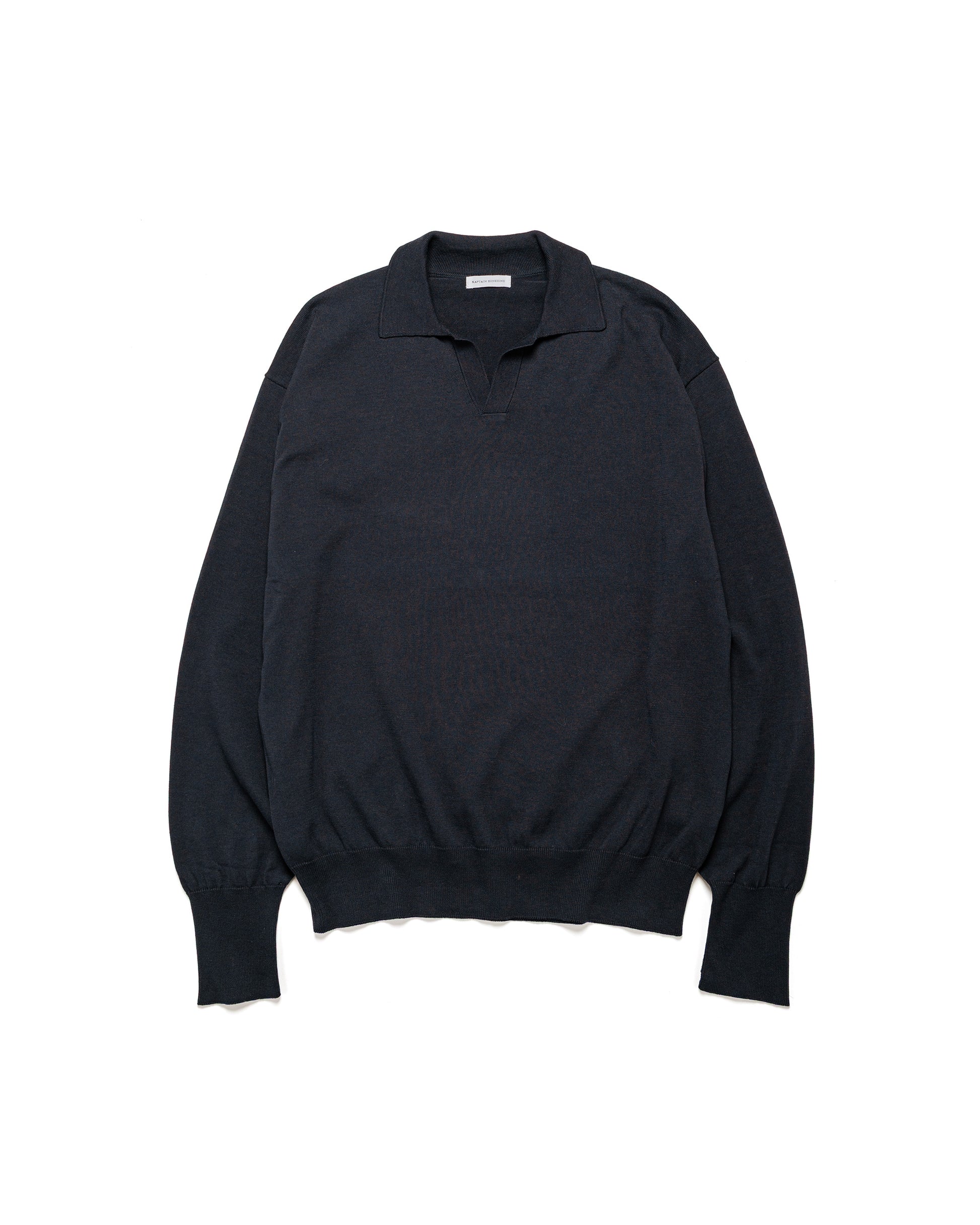 lost & found KAPTAIN SUNSHINE KAPTAIN SUNSHINE Cotton Knit Skipper Shirt Dark Navy