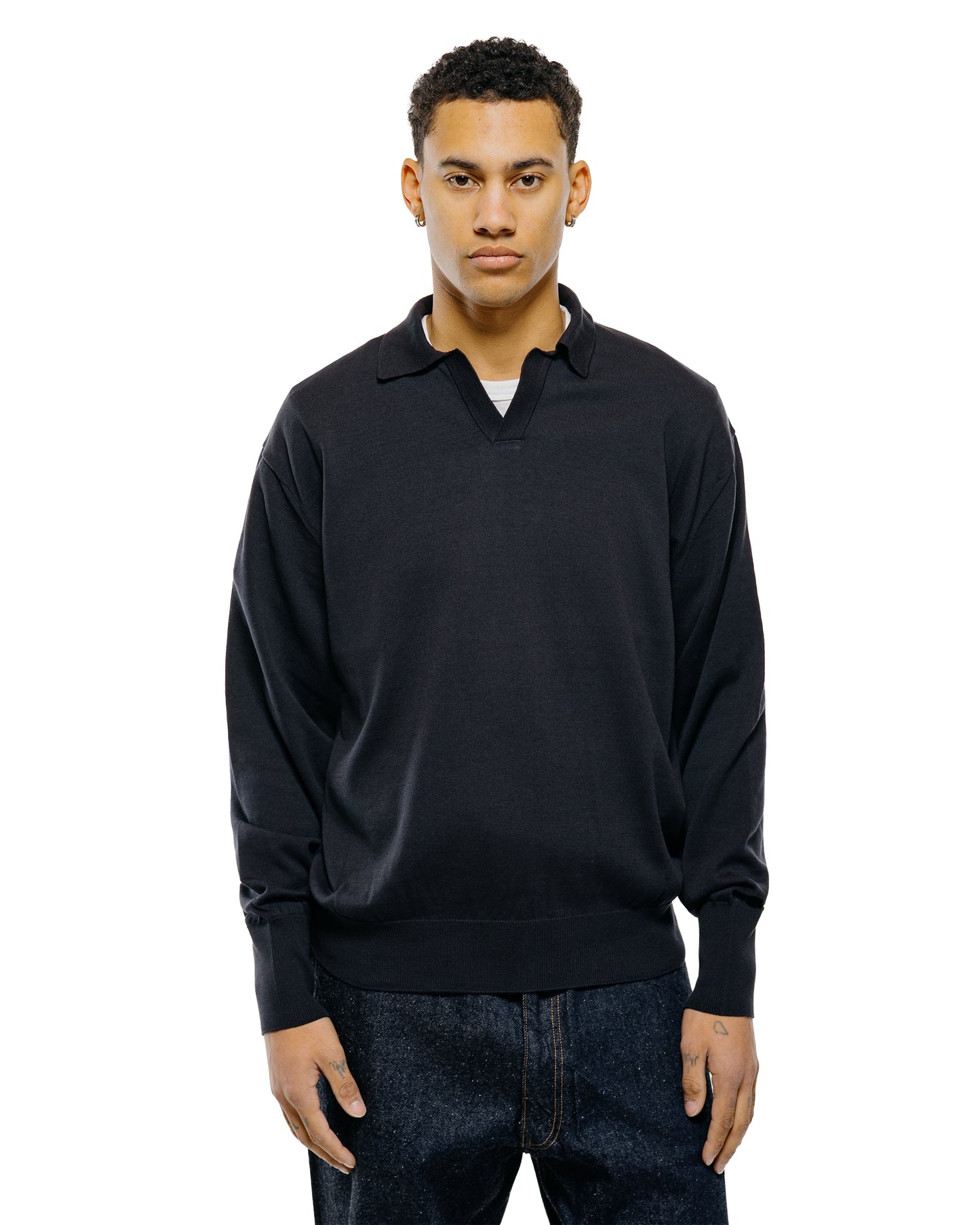 lost & found KAPTAIN SUNSHINE KAPTAIN SUNSHINE Cotton Knit Skipper Shirt Dark Navy