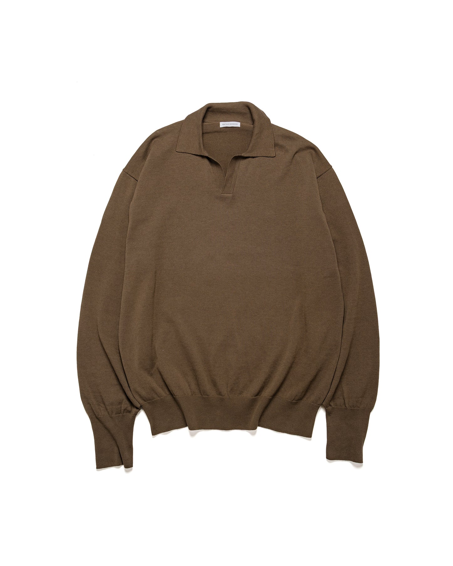 lost & found KAPTAIN SUNSHINE KAPTAIN SUNSHINE Cotton Knit Skipper Shirt Mocha Brown