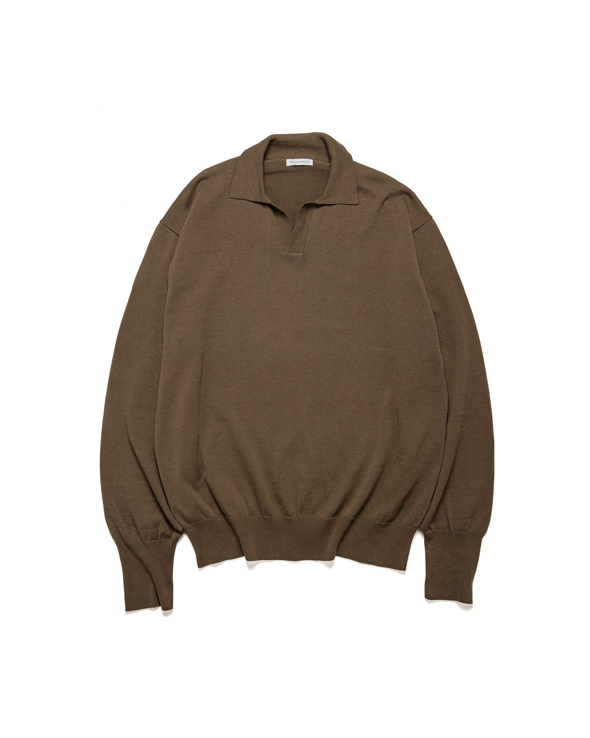 lost & found KAPTAIN SUNSHINE KAPTAIN SUNSHINE Cotton Knit Skipper Shirt Mocha Brown
