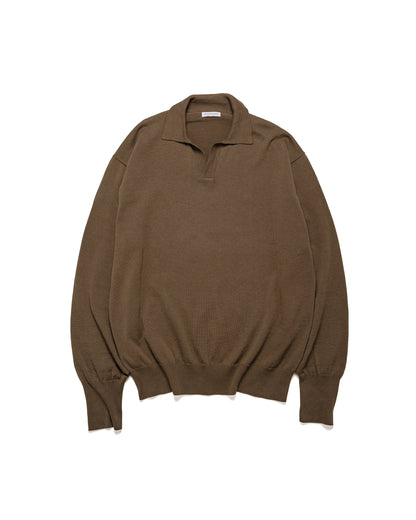 lost & found KAPTAIN SUNSHINE KAPTAIN SUNSHINE Cotton Knit Skipper Shirt Mocha Brown