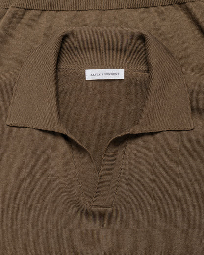 lost & found KAPTAIN SUNSHINE KAPTAIN SUNSHINE Cotton Knit Skipper Shirt Mocha Brown