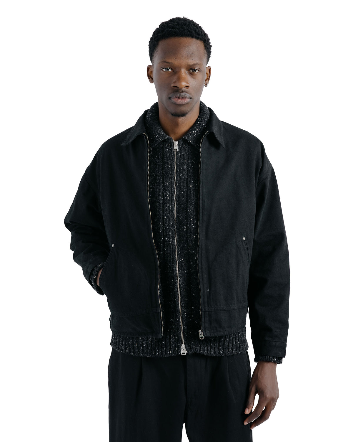 KAPTAIN SUNSHINE Dyed Denim Work Jacket Black