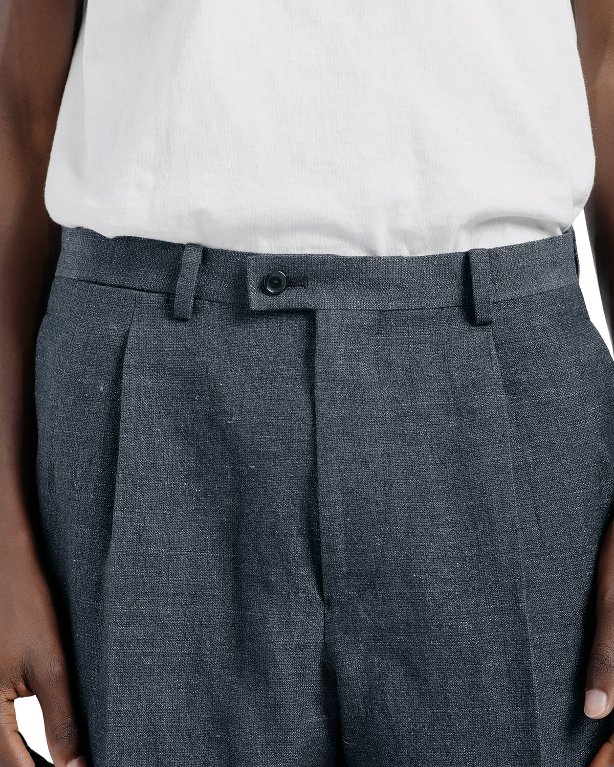 KAPTAIN SUNSHINE Wool Hemp Mesh Neutral Trousers Top Charcoal