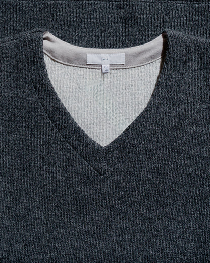 lost & found Lady White Co. Lady White Co. V Neck Snap Sweater Charcoal