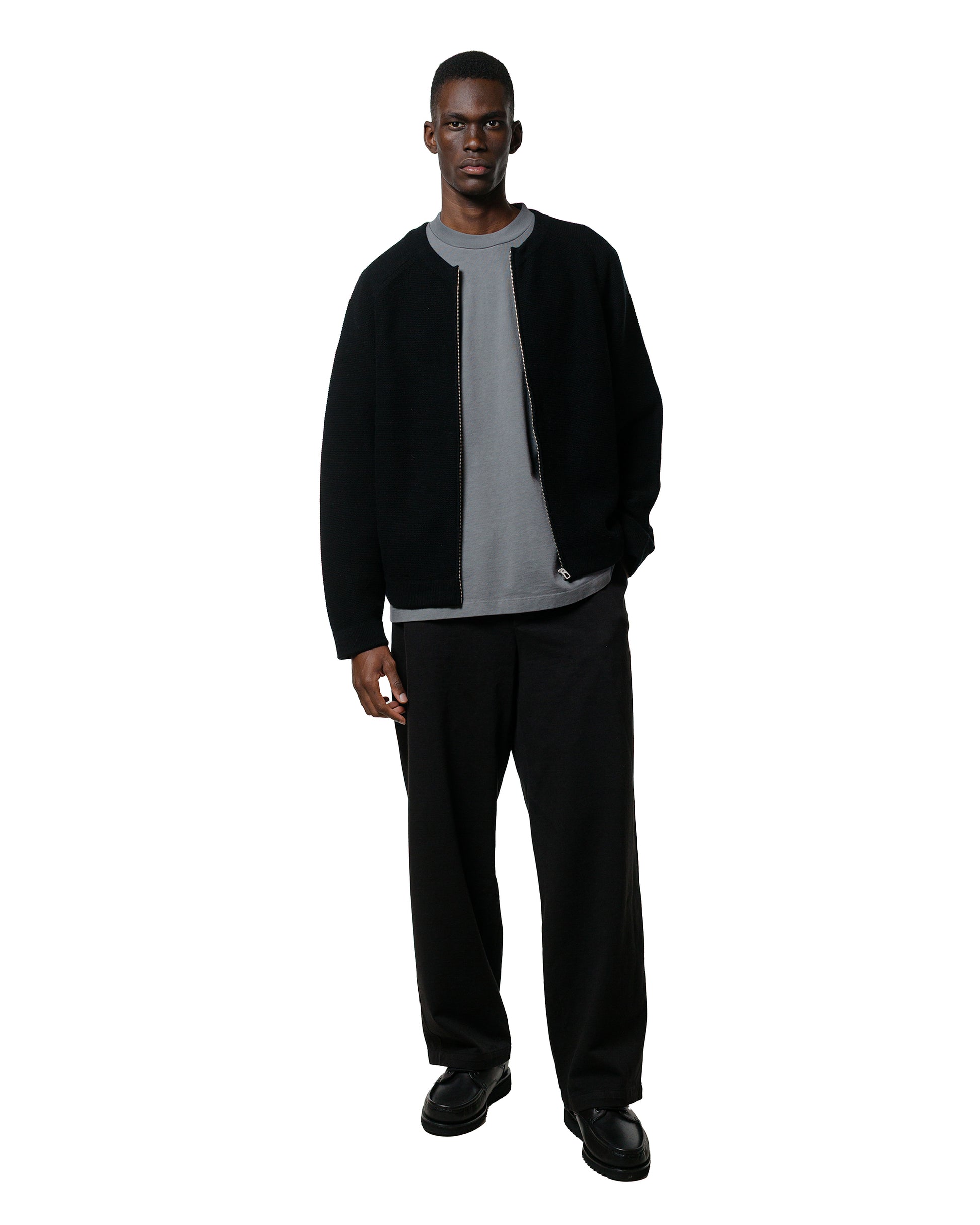lost & found Lady White Co. Lady White Co. Wool Link Zip Cardigan Black