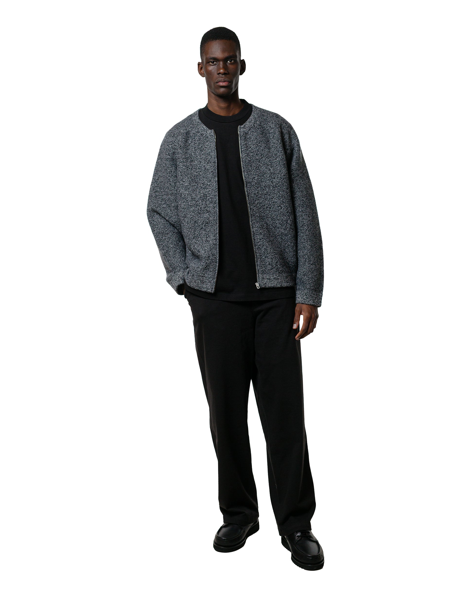 lost & found Lady White Co. Lady White Co. Wool Link Zip Cardigan Black Twist