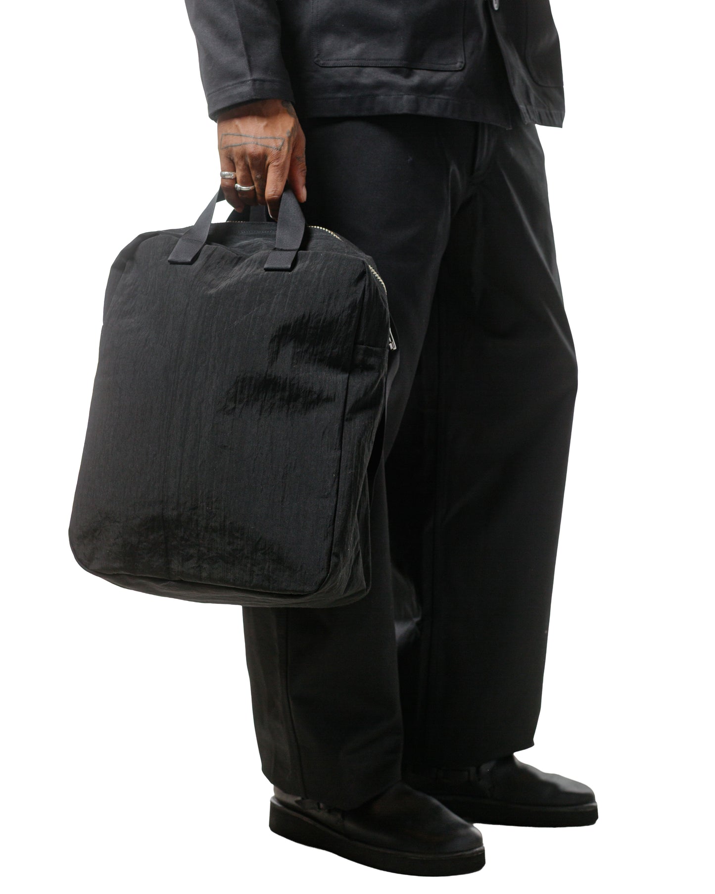 lost & found MAN-TLE MAN-TLE R0B0 'Zip Tote' Black Nylon