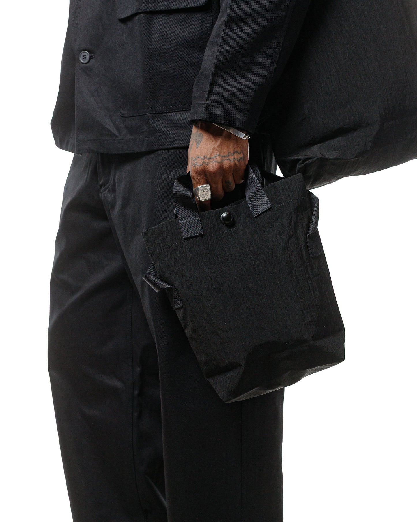 lost & found MAN-TLE MAN-TLE R0B4 'Mini Tote' Black Nylon
