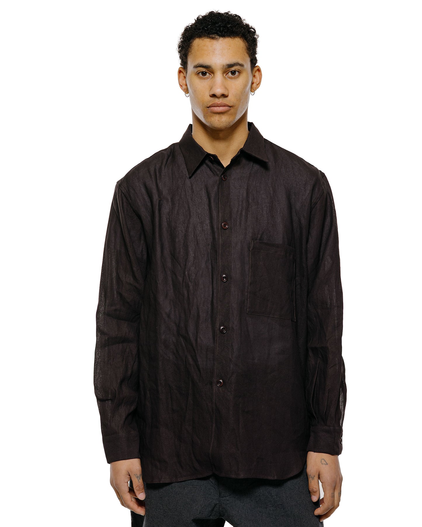 lost & found MAN-TLE MAN-TLE R0S8 'Weather Shirt w/Pkt' Humic Paper Gabardine