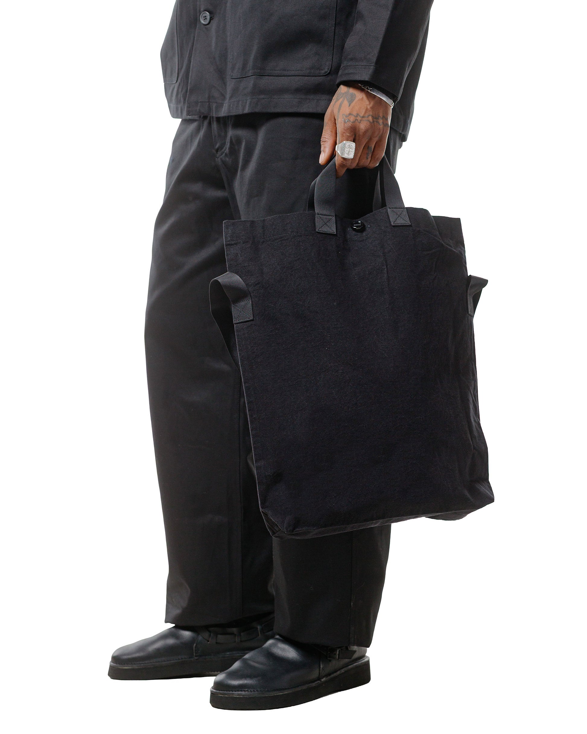 lost & found MAN-TLE MAN-TLE R0B1 'Multi Handle Tote' Black Wax