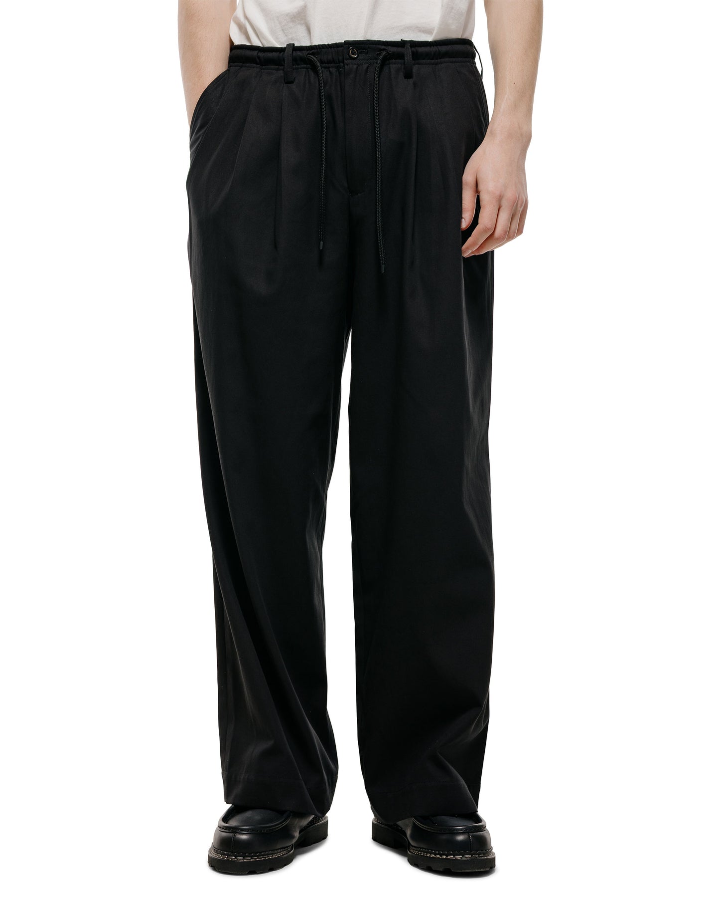 lost & found MARKAWARE MARKAWARE Triple Pleated Easy Trousers Organic Cotton Voile Yarn Twill Black