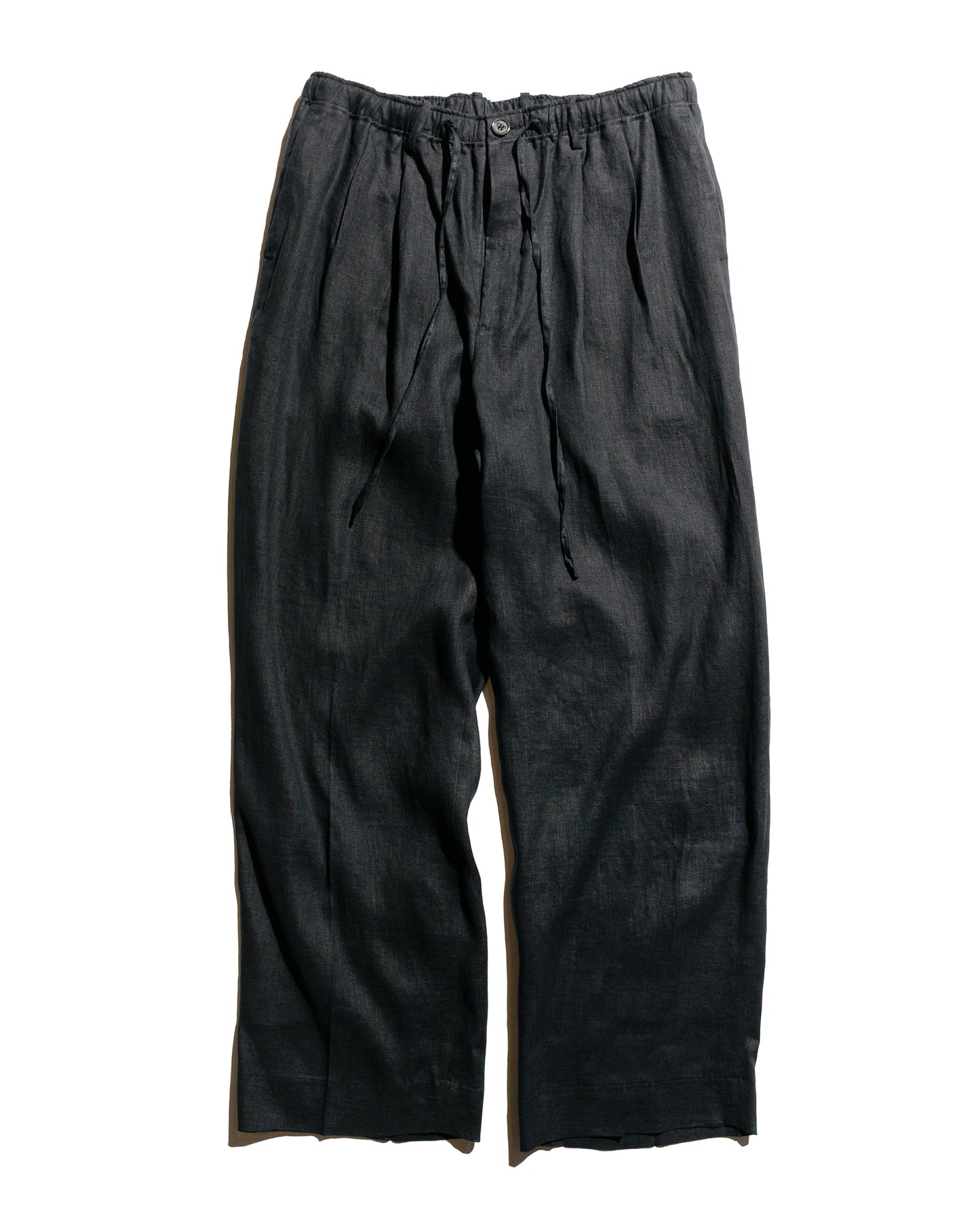 lost & found MARKAWARE MARKAWARE Classic Fit Two Tuck Easy Trousers Hemp Shirting Black