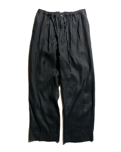 lost & found MARKAWARE MARKAWARE Classic Fit Two Tuck Easy Trousers Hemp Shirting Black