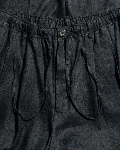 lost & found MARKAWARE MARKAWARE Classic Fit Two Tuck Easy Trousers Hemp Shirting Black