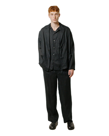 lost & found MARKAWARE MARKAWARE Classic Fit Two Tuck Easy Trousers Hemp Shirting Black