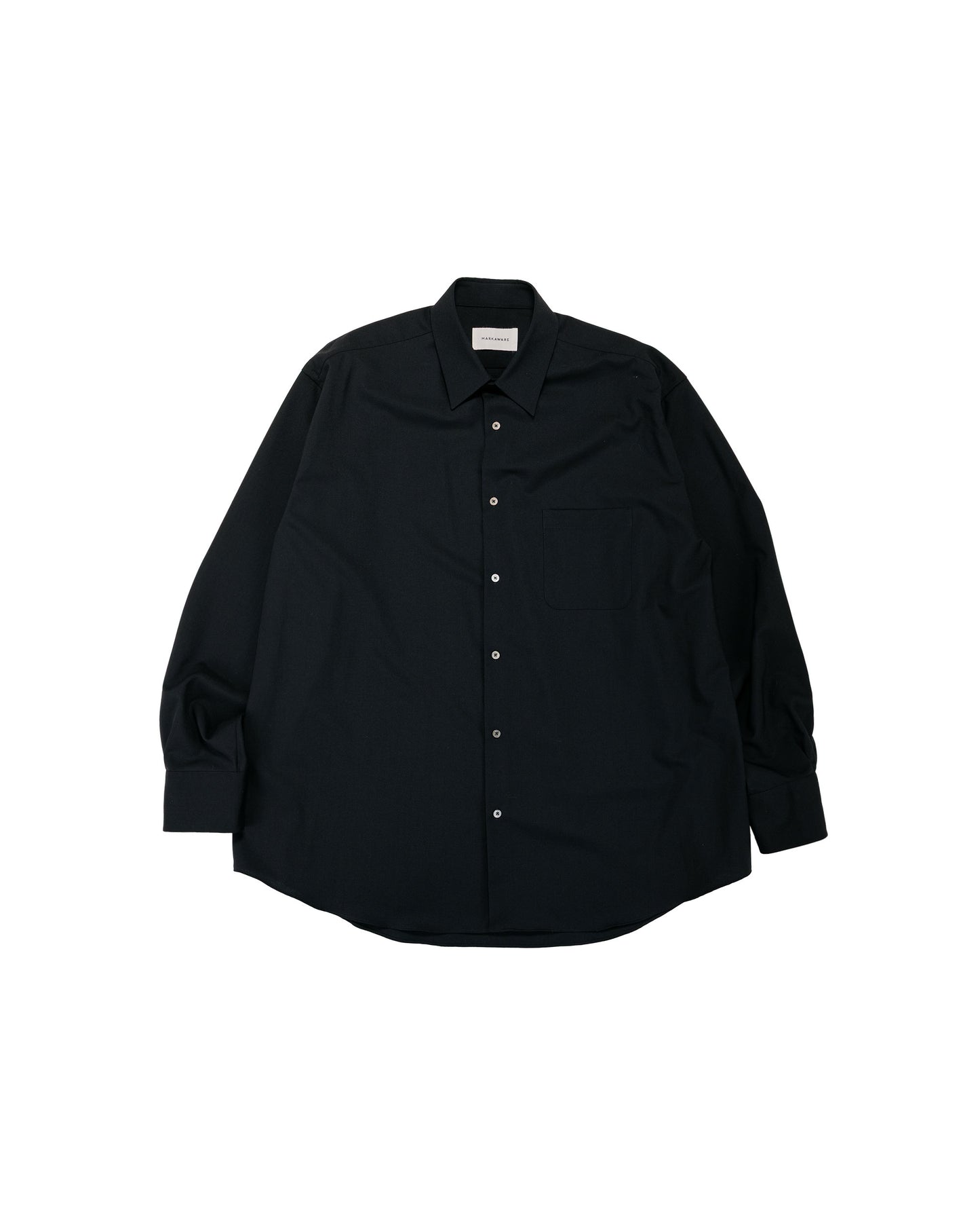 lost & found MARKAWARE MARKAWARE Comfort Fit Shirt Organic Wool 2/80 Tropical Black