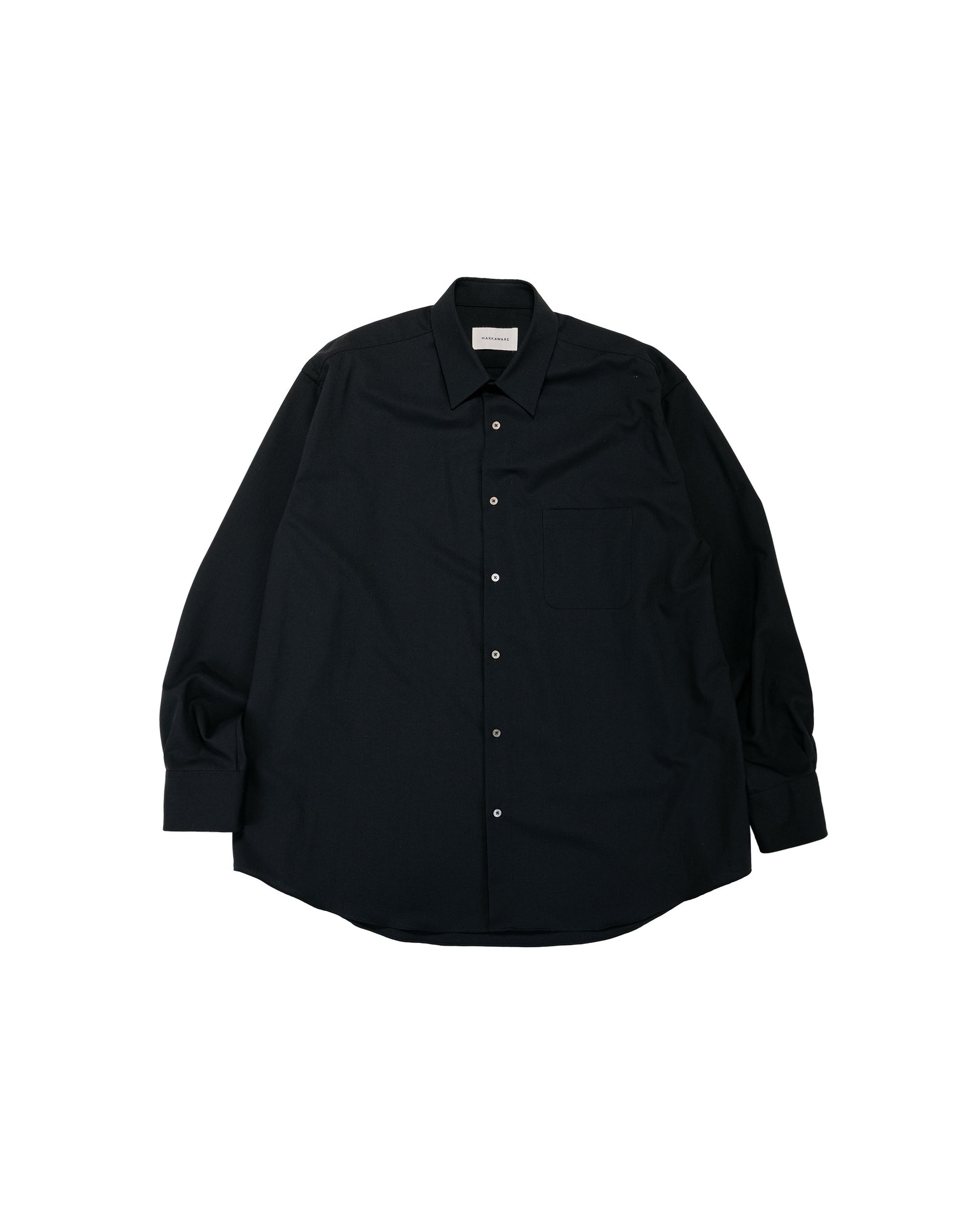 lost & found MARKAWARE MARKAWARE Comfort Fit Shirt Organic Wool 2/80 Tropical Black