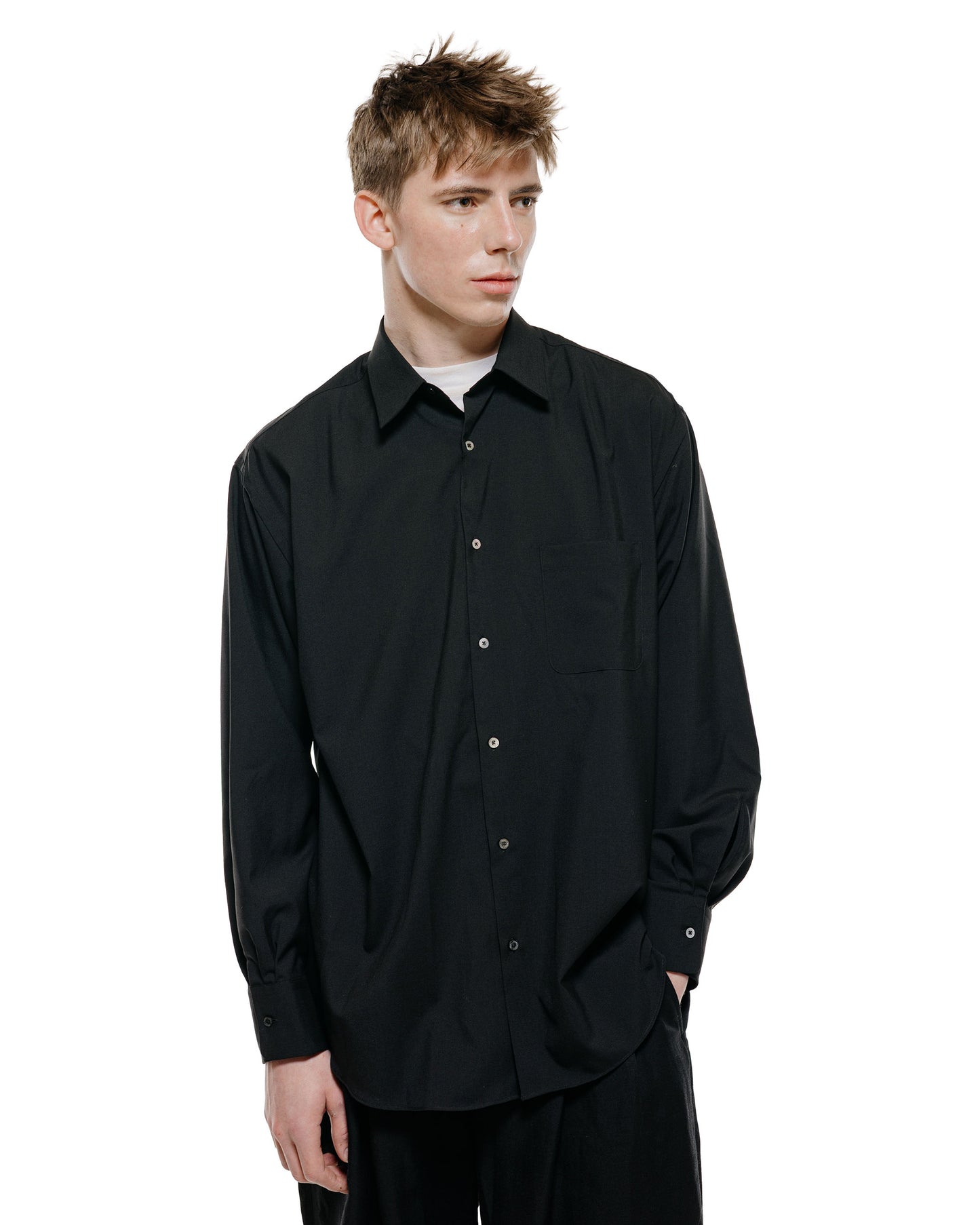 lost & found MARKAWARE MARKAWARE Comfort Fit Shirt Organic Wool 2/80 Tropical Black
