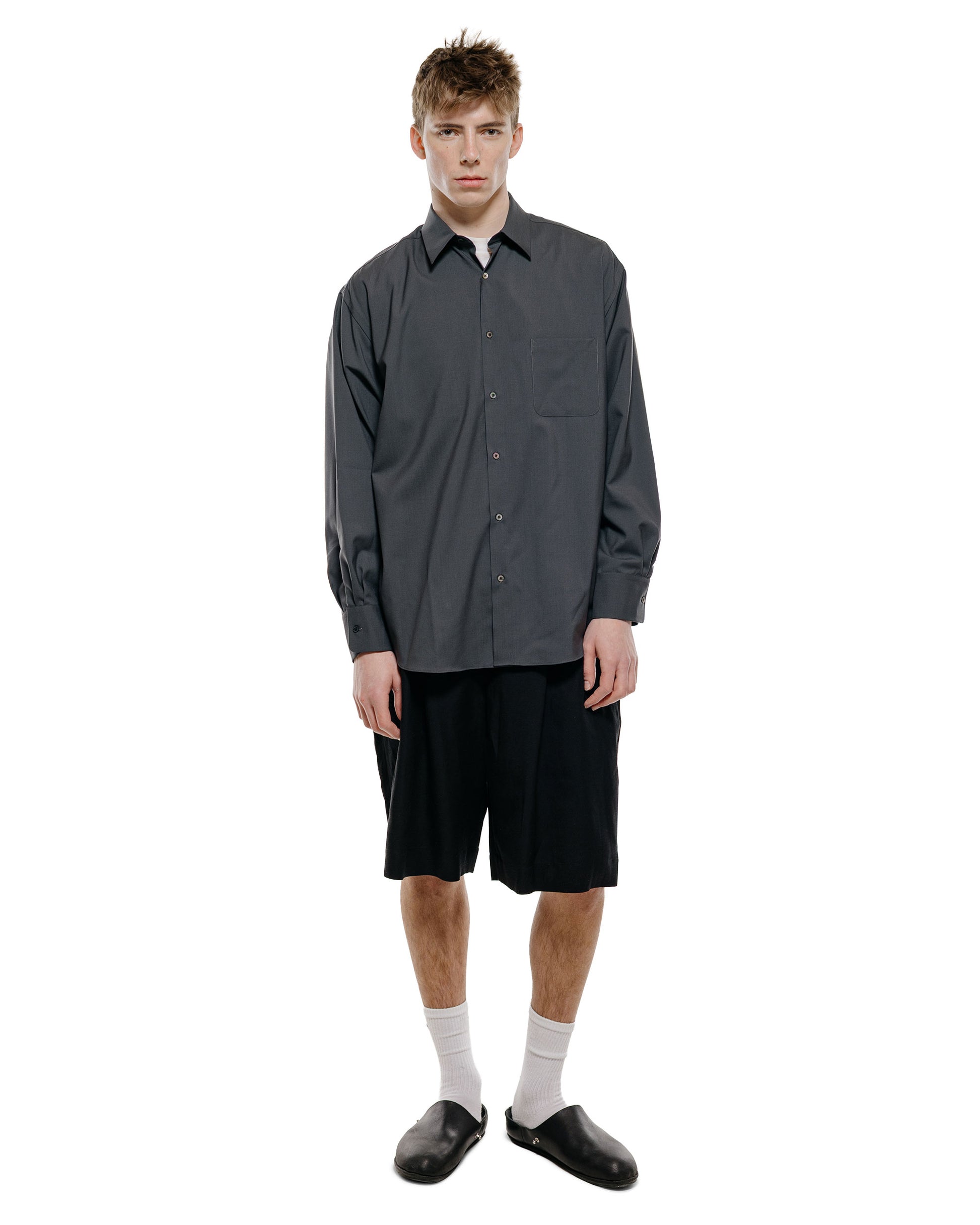 lost & found MARKAWARE MARKAWARE Comfort Fit Shirt Organic Wool 2/80 Tropical Charcoal