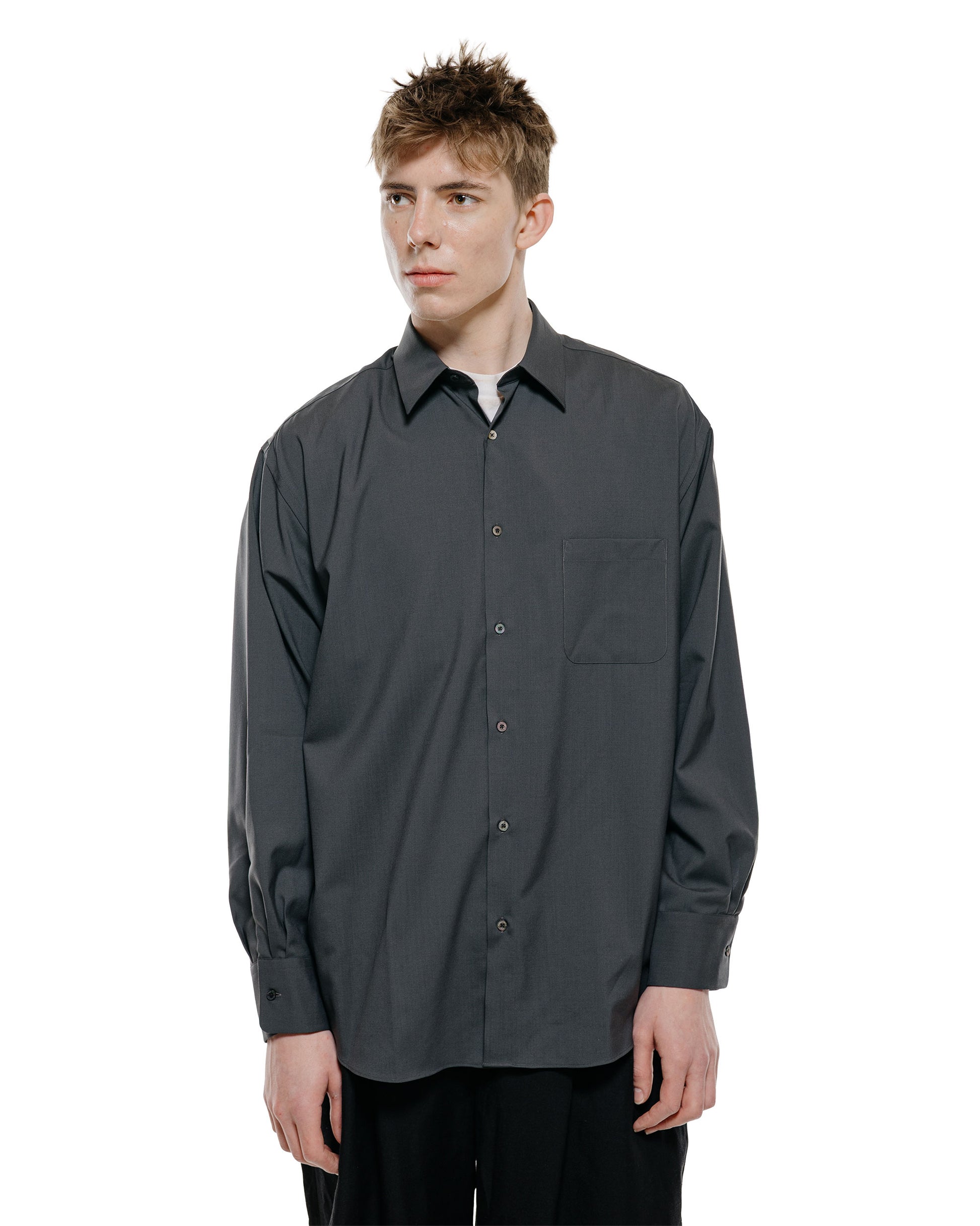 lost & found MARKAWARE MARKAWARE Comfort Fit Shirt Organic Wool 2/80 Tropical Charcoal
