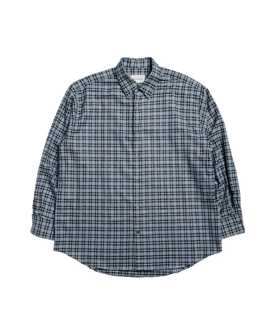 MARKAWARE Comfort Fit Shirt Organic Wool Viyella Check Blue Check