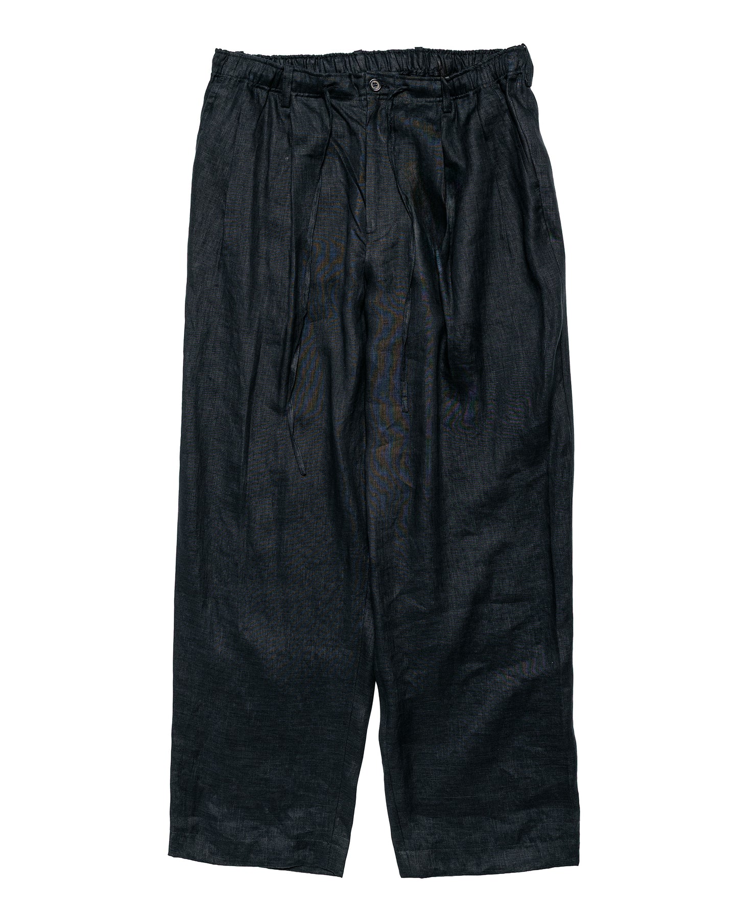 lost & found MARKAWARE MARKAWARE Double Pleated Easy Trousers Hemp Shirting Black
