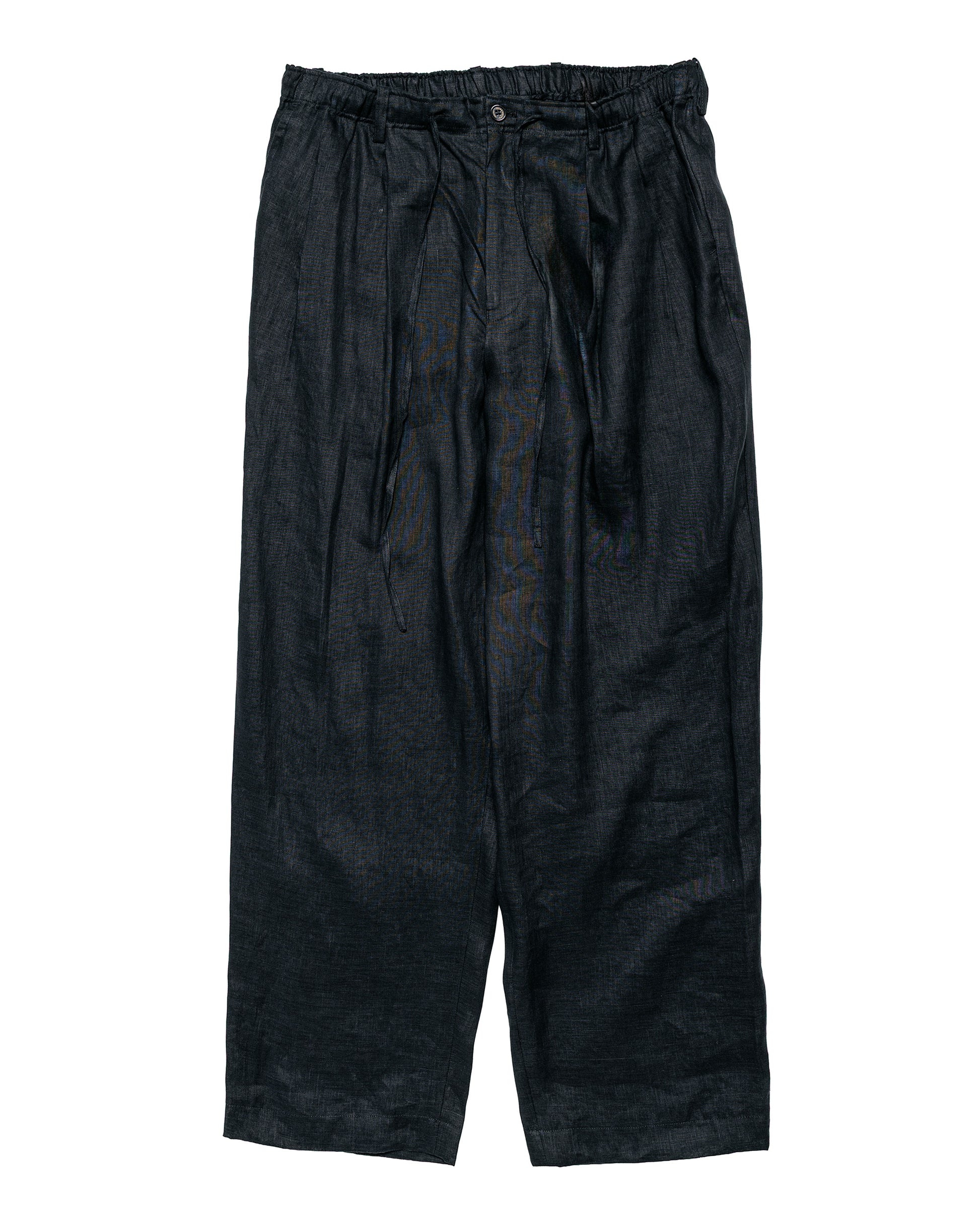 lost & found MARKAWARE MARKAWARE Double Pleated Easy Trousers Hemp Shirting Black