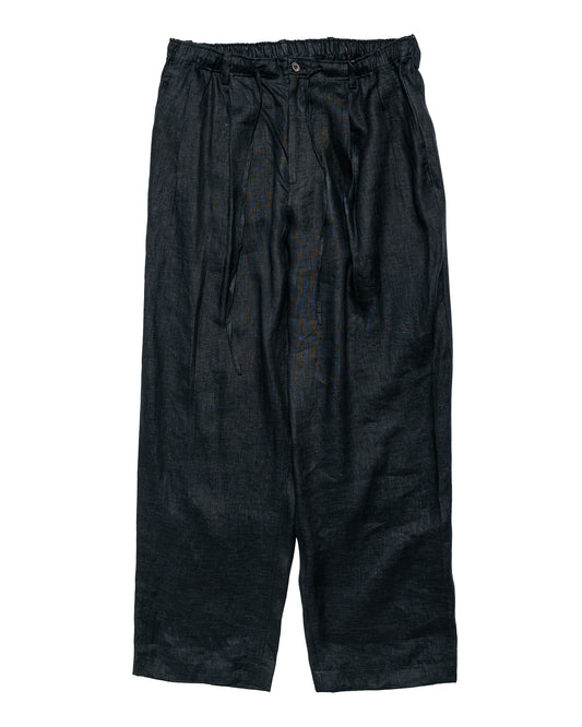 lost & found MARKAWARE MARKAWARE Double Pleated Easy Trousers Hemp Shirting Black